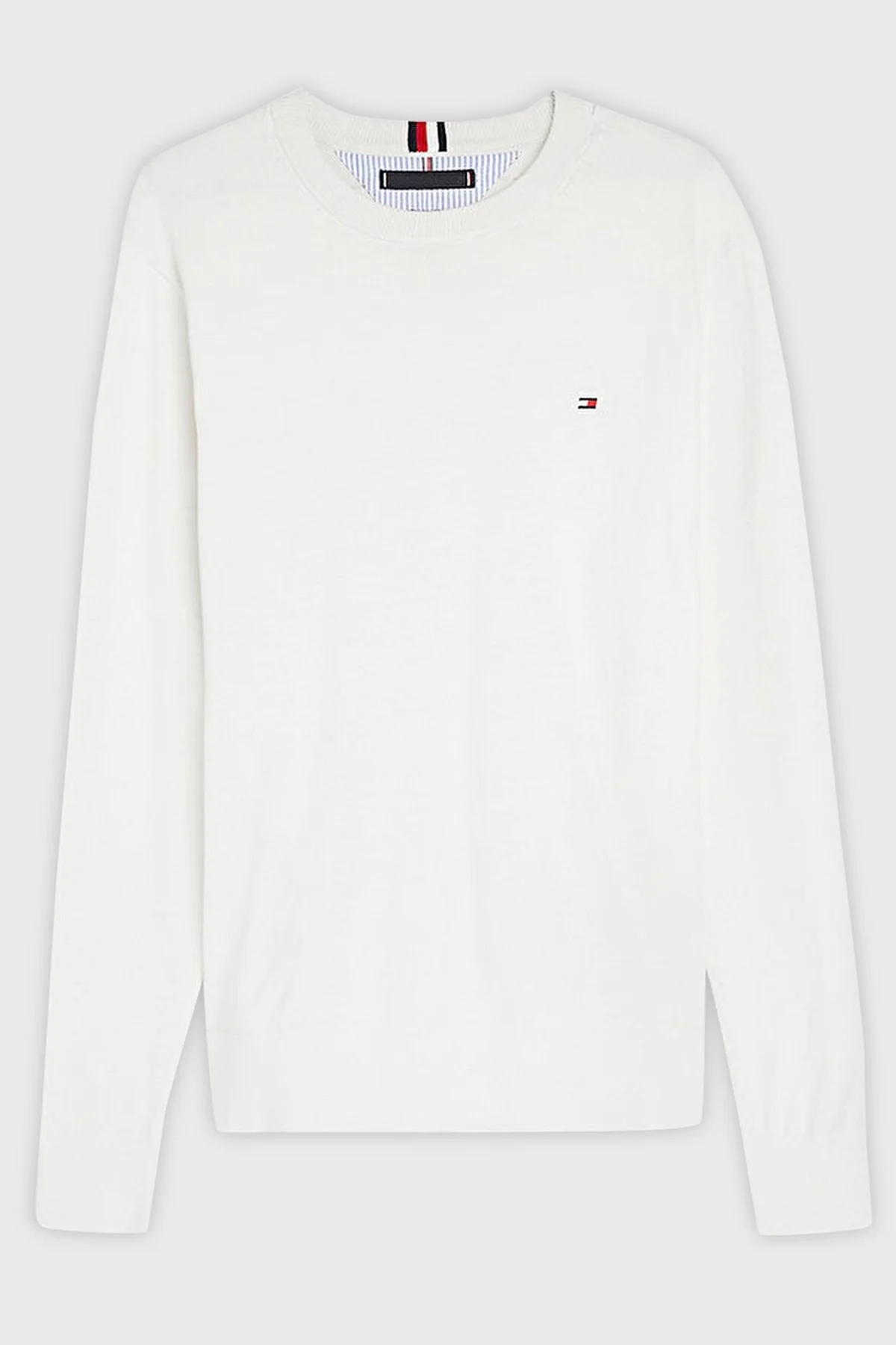 Tommy Hilfiger % 100 Organik Pamuklu Bisiklet Yaka Erkek Sweat MW0MW21316 YBI BEYAZ - 11