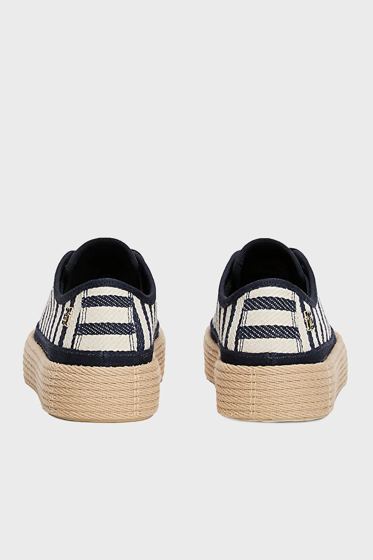 Tommy Hilfiger % 100 Pamuk Çizgili Sneaker Bayan Ayakkabı FW0FW08646 0GZ BEYAZ-MAVİ - 5