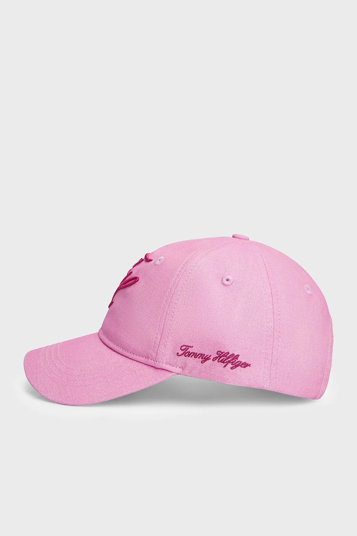 Tommy Hilfiger % 100 Pamuk Logo İşlemeli Kadın Şapka AW0AW18338 TOR PEMBE - 3