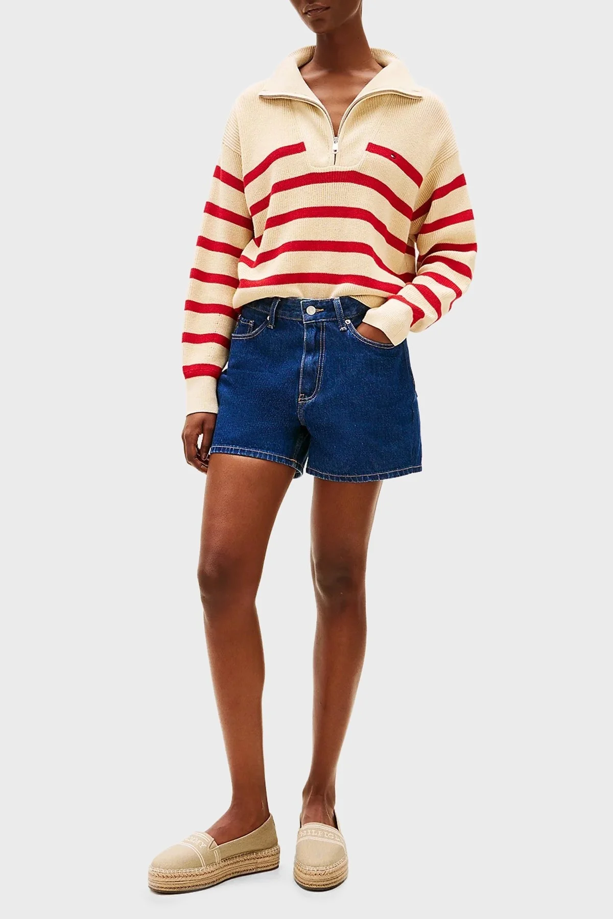 Tommy Hilfiger % 100 Pamuk Platform Taban Bayan Espadril FW0FW08543 ACC BEJ - 2