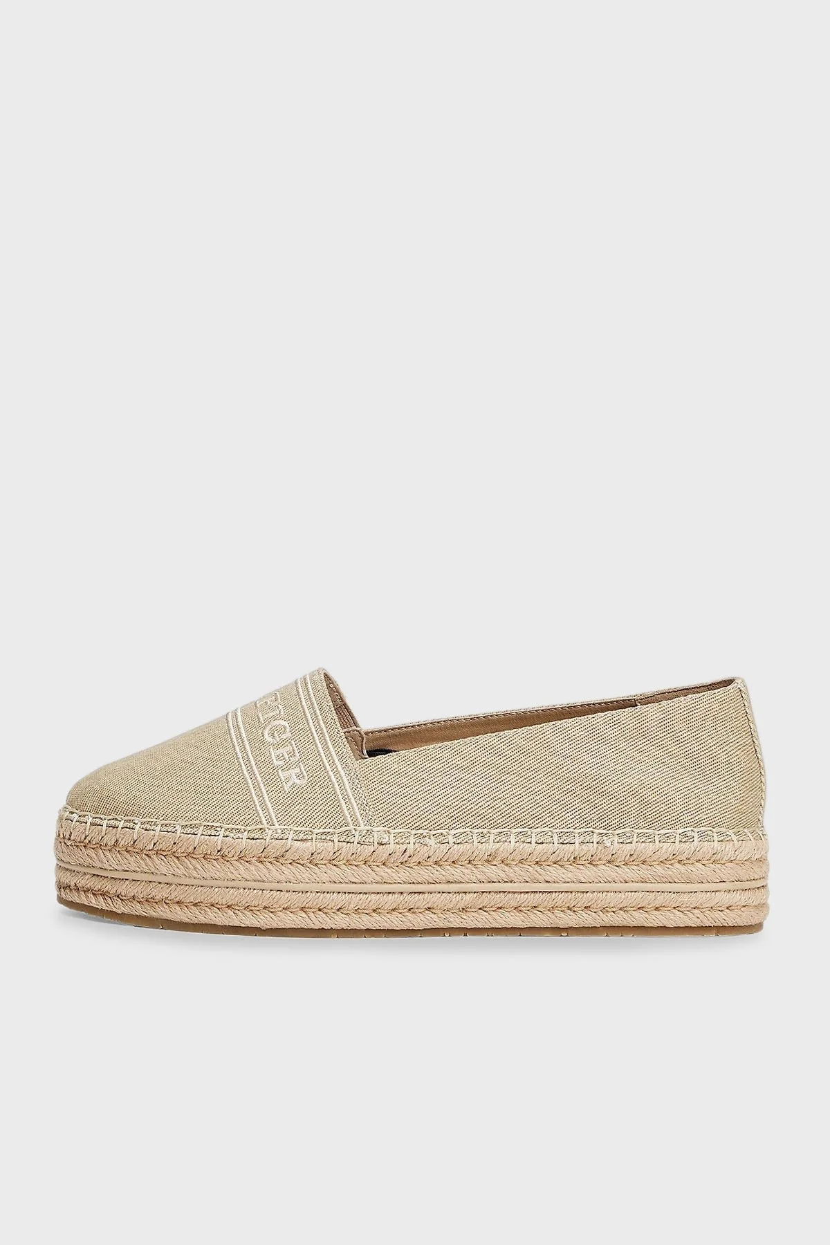 Tommy Hilfiger % 100 Pamuk Platform Taban Bayan Espadril FW0FW08543 ACC BEJ - 3