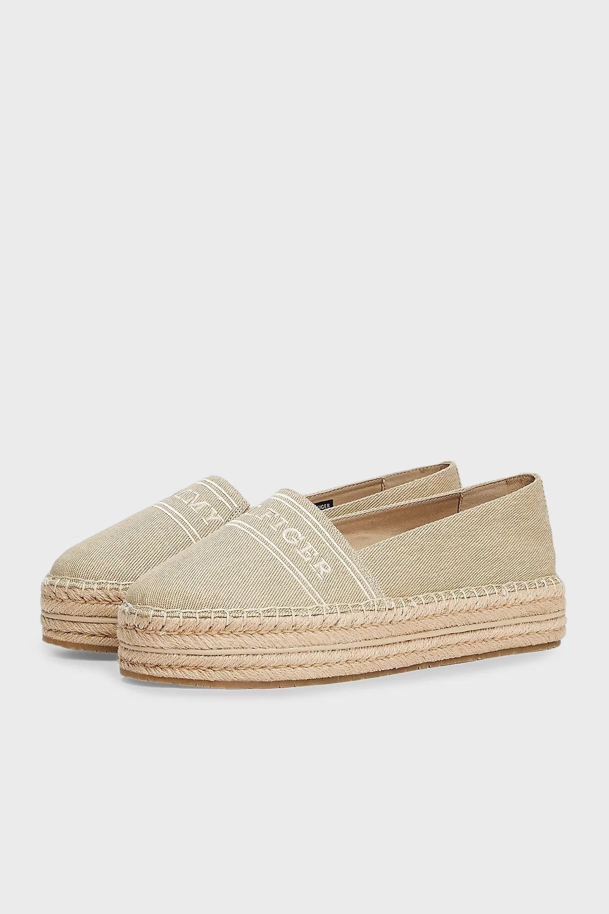 Tommy Hilfiger % 100 Pamuk Platform Taban Bayan Espadril FW0FW08543 ACC BEJ - 5