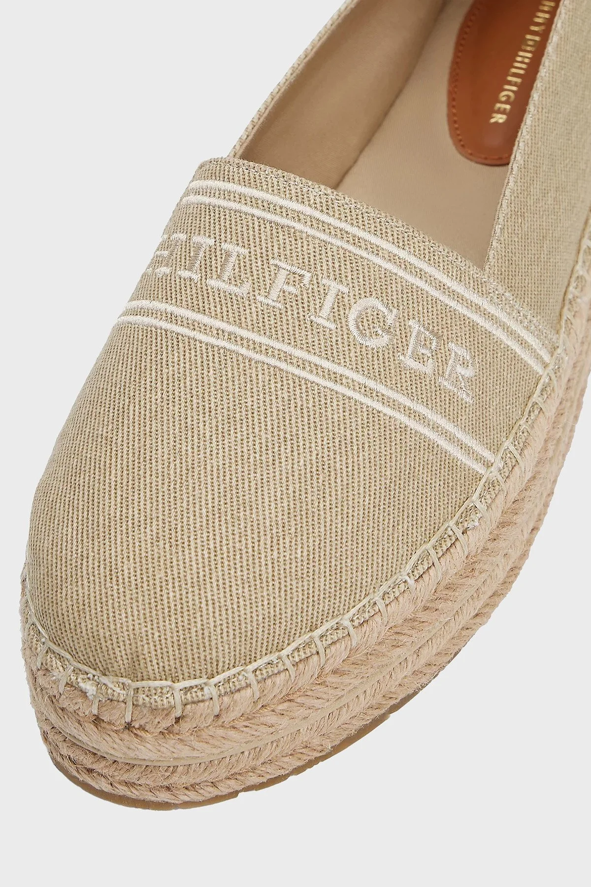 Tommy Hilfiger % 100 Pamuk Platform Taban Bayan Espadril FW0FW08543 ACC BEJ - 6