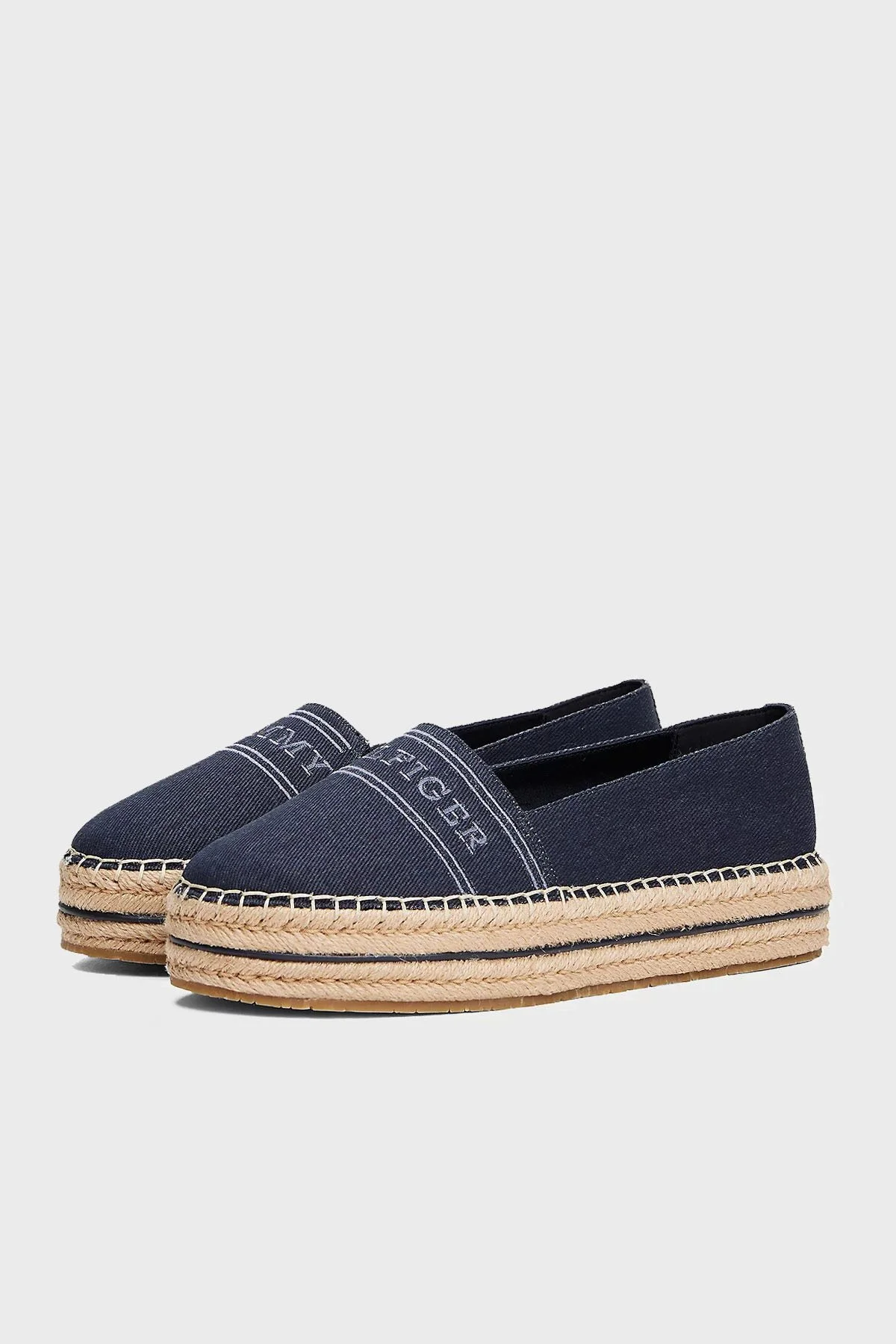 Tommy Hilfiger % 100 Pamuk Platform Taban Kadın Espadril FW0FW08543 DW6 LACİVERT - 4