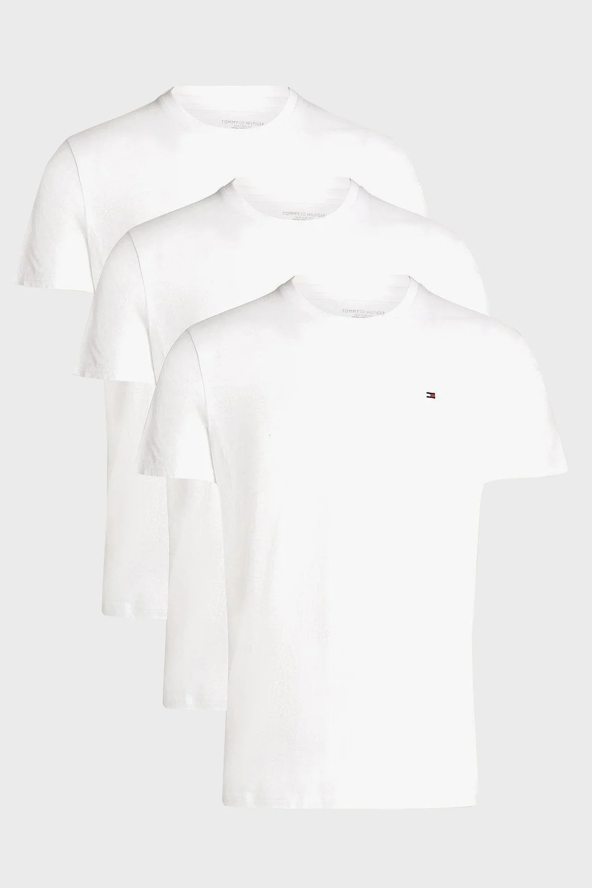 Tommy Hilfiger % 100 Pamuk Regular Fit Bisiklet Yaka 3 Pack Erkek T Shirt UM0UM03379 05E BEYAZ - 5