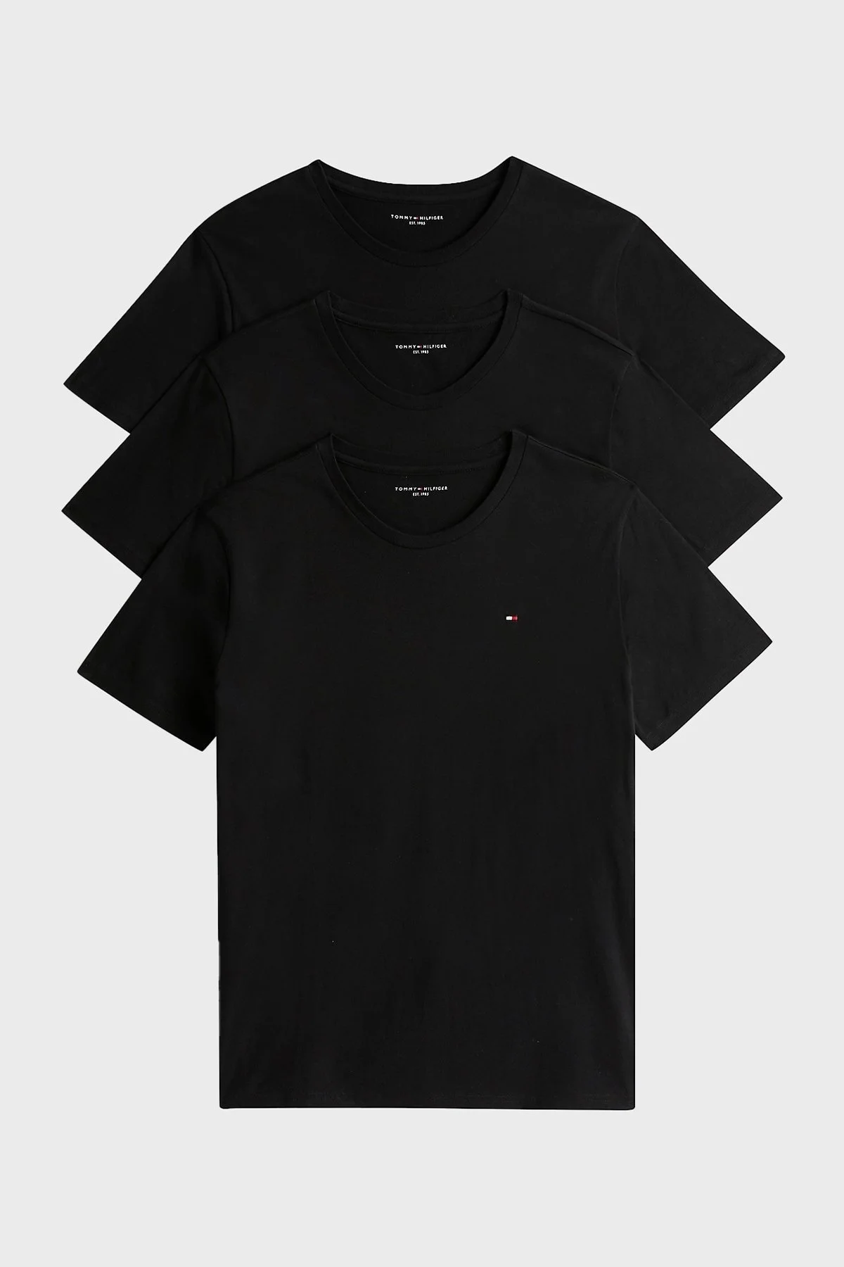 Tommy Hilfiger % 100 Pamuk Regular Fit Bisiklet Yaka 3 Pack Erkek T Shirt UM0UM03379 0SI SİYAH - 10