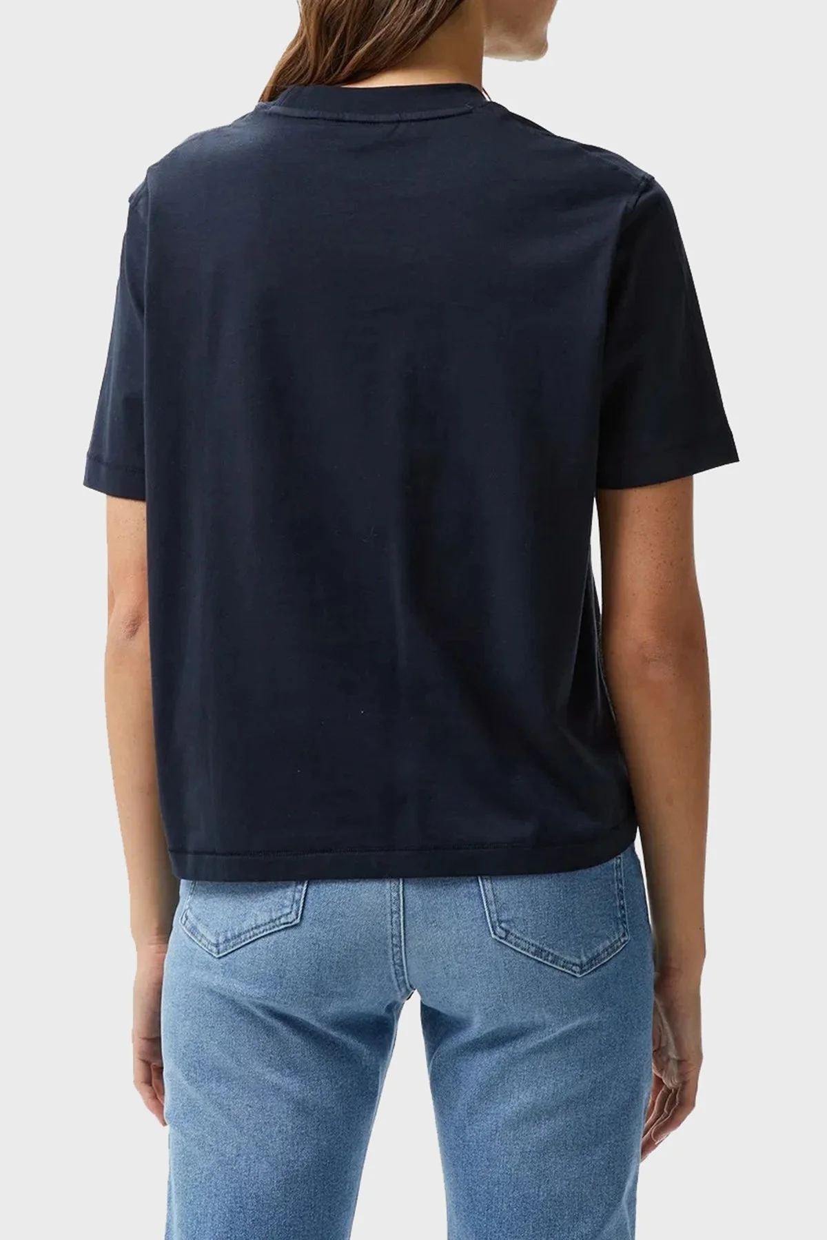 Tommy Hilfiger % 100 Pamuk Regular Fit Bisiklet Yaka Bayan T Shirt WW0WW43597 DW5 LACİVERT - 2