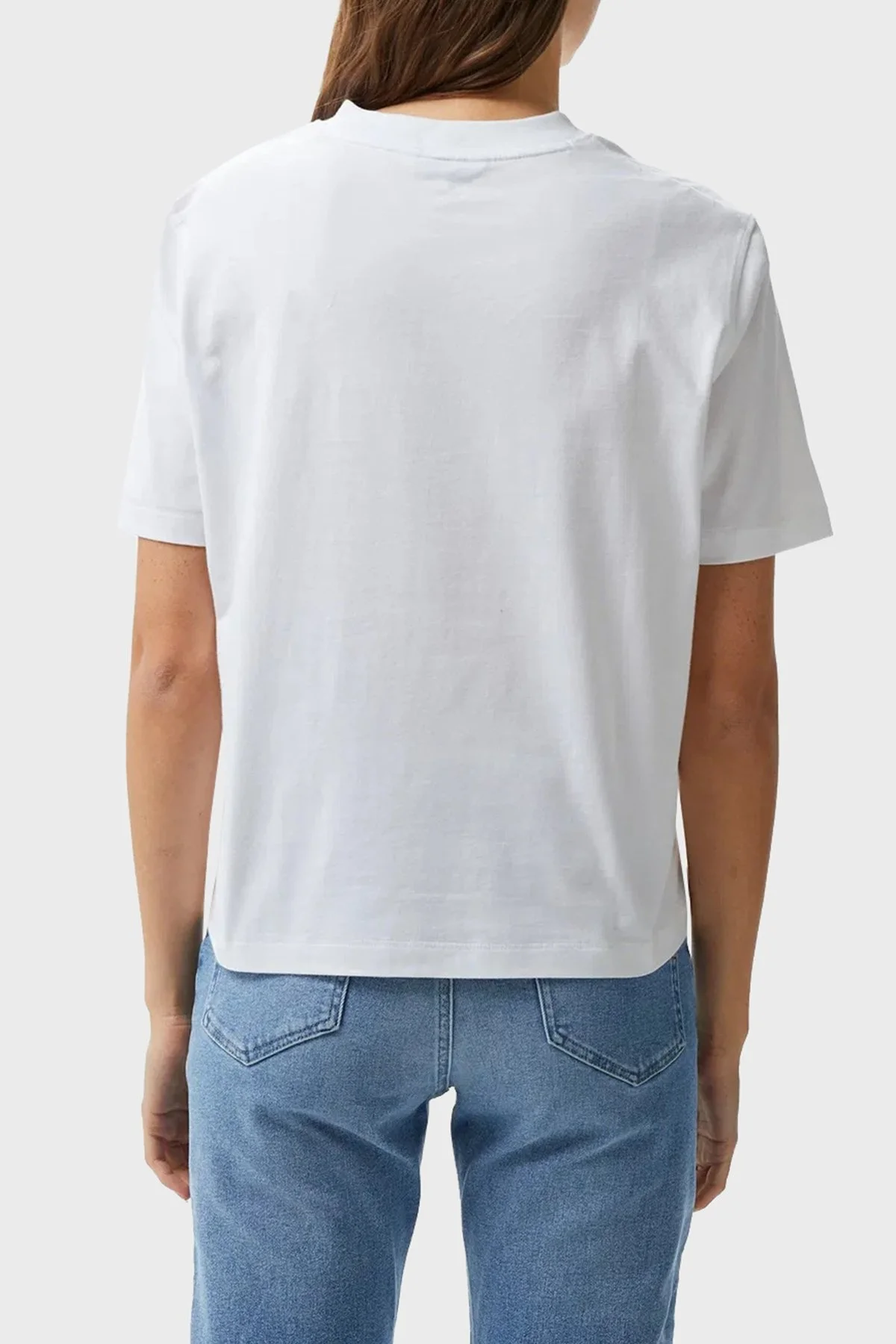 Tommy Hilfiger % 100 Pamuk Regular Fit Bisiklet Yaka Bayan T Shirt WW0WW43597 YCF BEYAZ - 4
