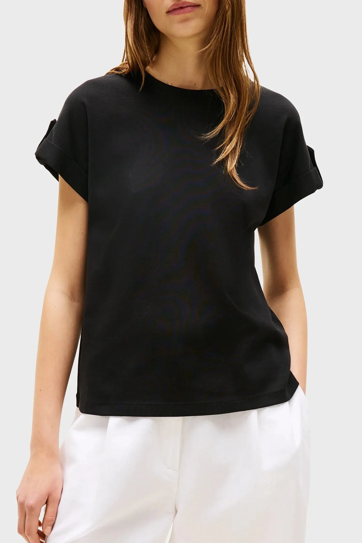 Tommy Hilfiger % 100 Pamuk Regular Fit Bisiklet Yaka Bayan T Shirt WW0WW45628 BDS SİYAH - 1