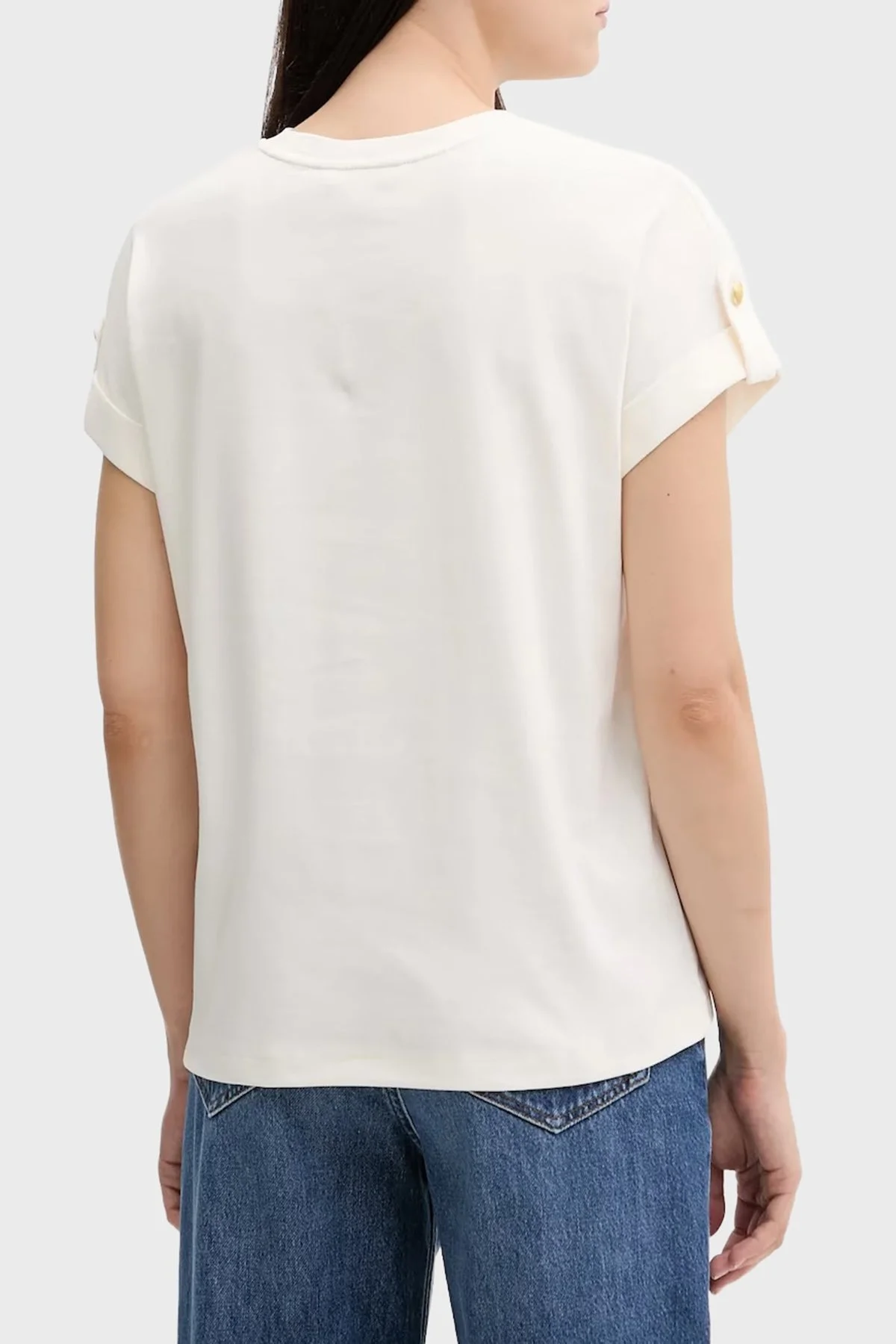 Tommy Hilfiger % 100 Pamuk Regular Fit Bisiklet Yaka Bayan T Shirt WW0WW45628 YA8 BEYAZ - 3