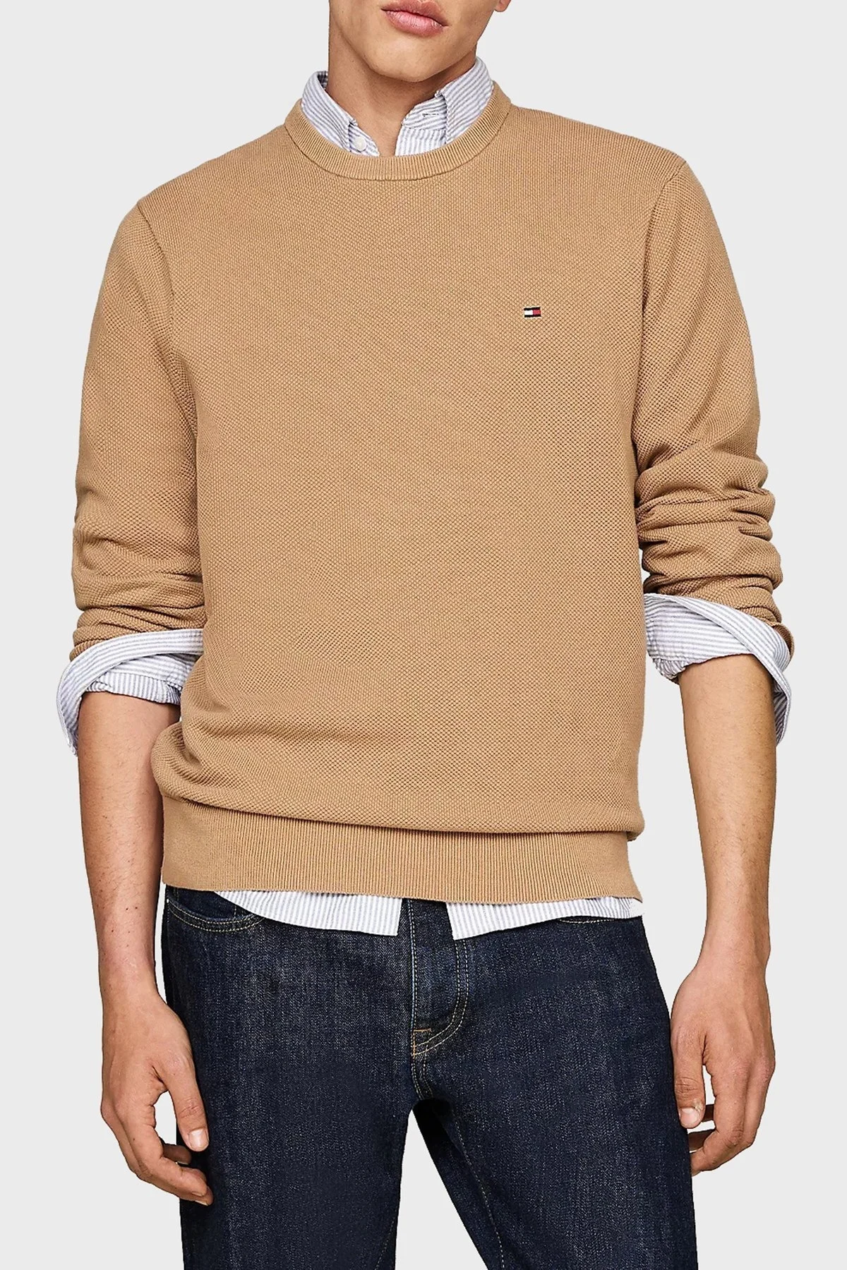 Tommy Hilfiger % 100 Pamuk Regular Fit Bisiklet Yaka Erkek Kazak MW0MW36347 RBC KOYU HAKİ - 6