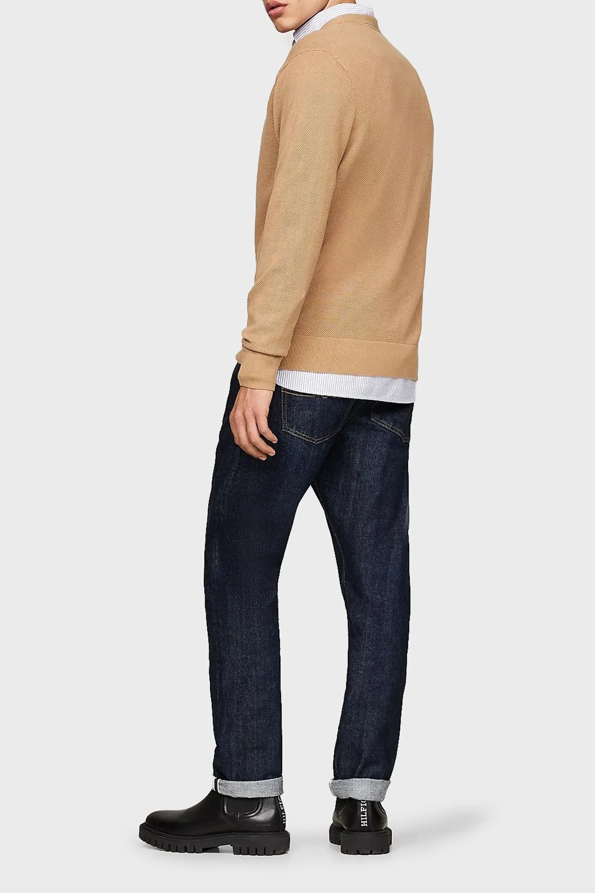 Tommy Hilfiger % 100 Pamuk Regular Fit Bisiklet Yaka Erkek Kazak MW0MW36347 RBC KOYU HAKİ - 8