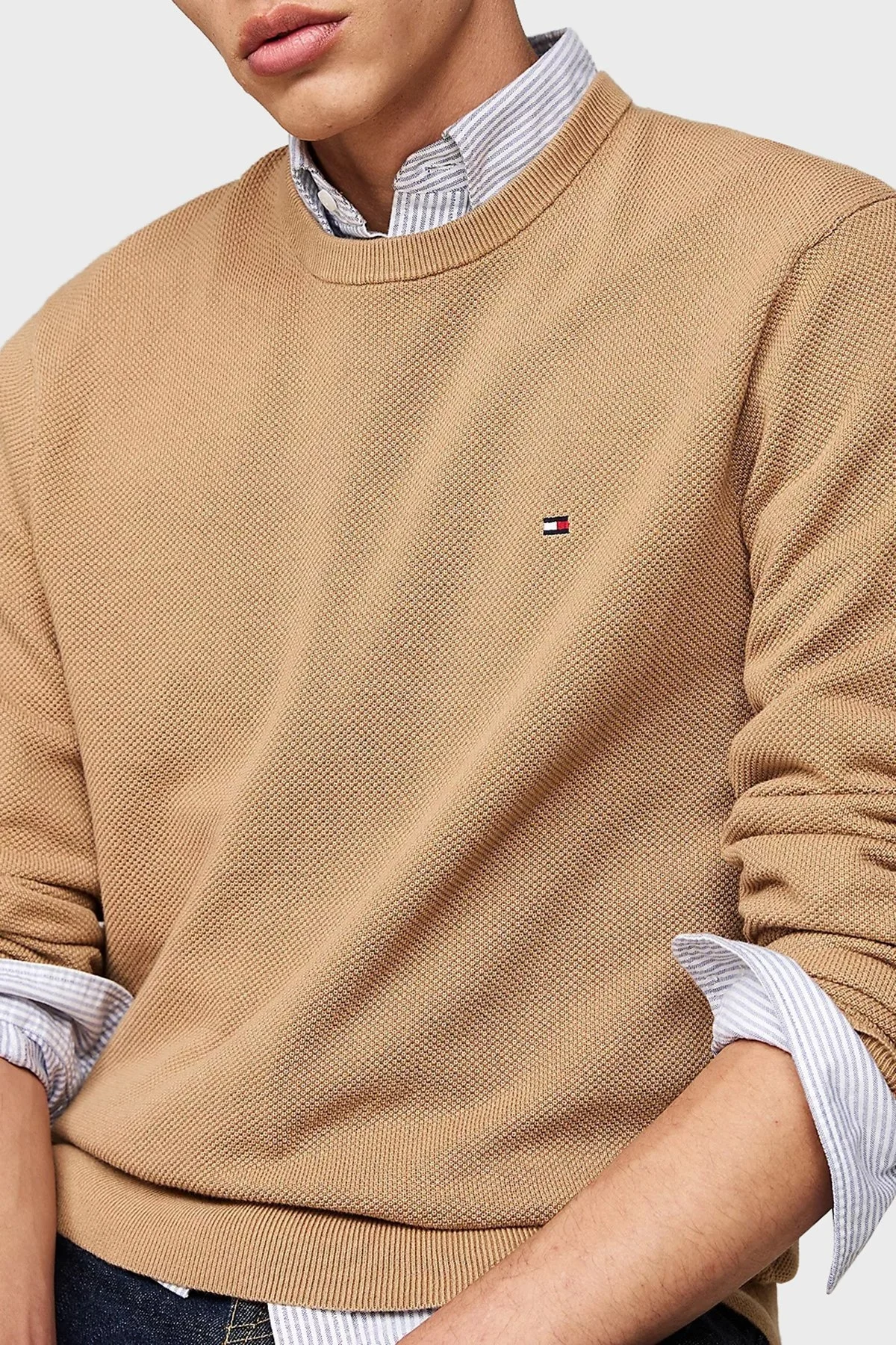 Tommy Hilfiger % 100 Pamuk Regular Fit Bisiklet Yaka Erkek Kazak MW0MW36347 RBC KOYU HAKİ - 9