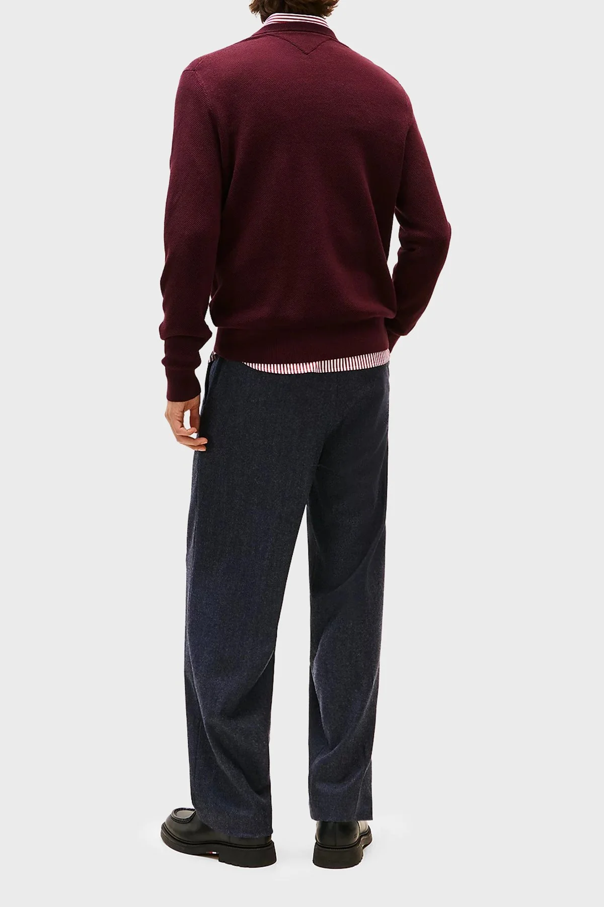 Tommy Hilfiger % 100 Pamuk Regular Fit Bisiklet Yaka Erkek Kazak MW0MW36347 XIH BORDO - 3