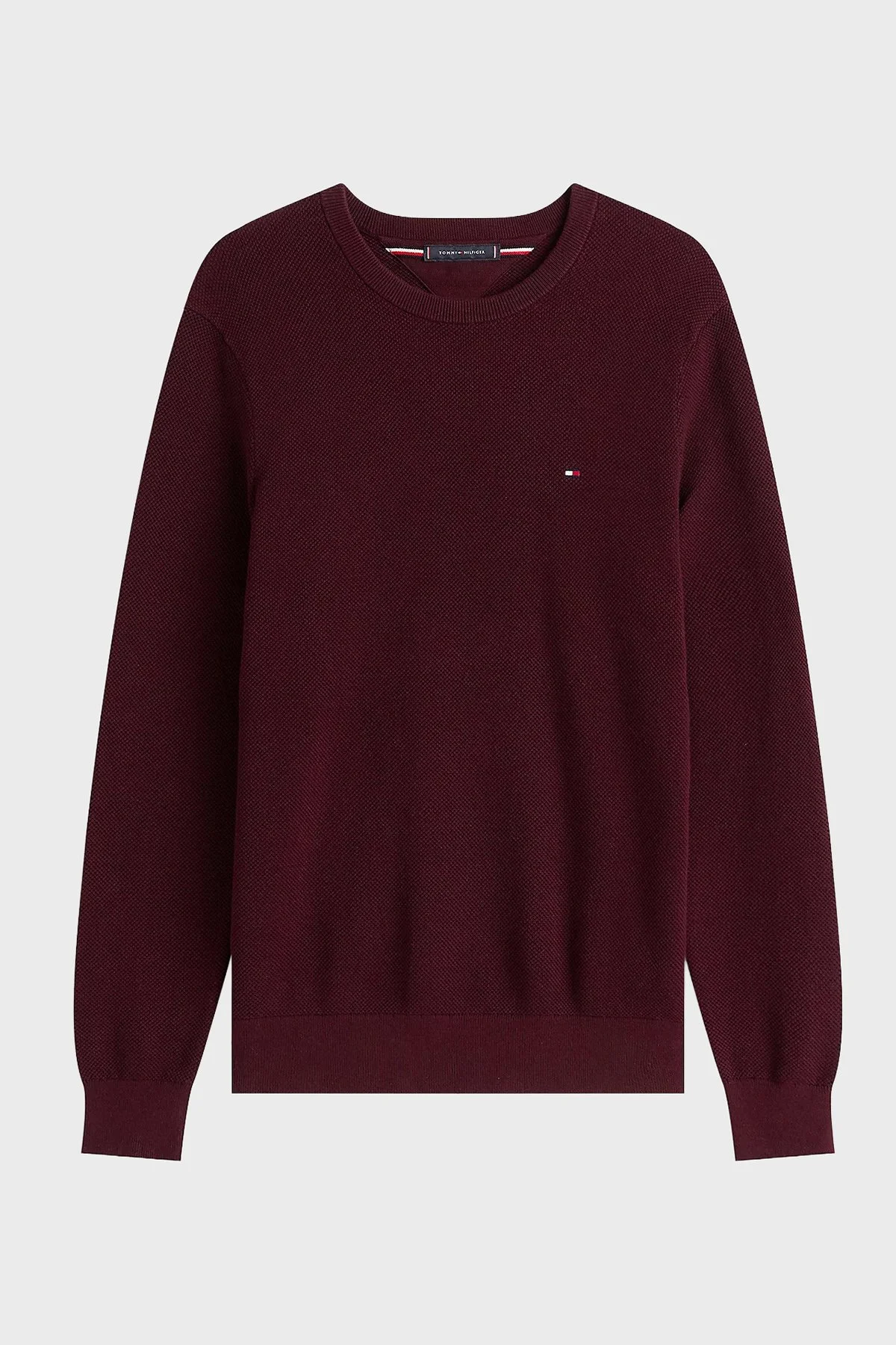 Tommy Hilfiger % 100 Pamuk Regular Fit Bisiklet Yaka Erkek Kazak MW0MW36347 XIH BORDO - 5