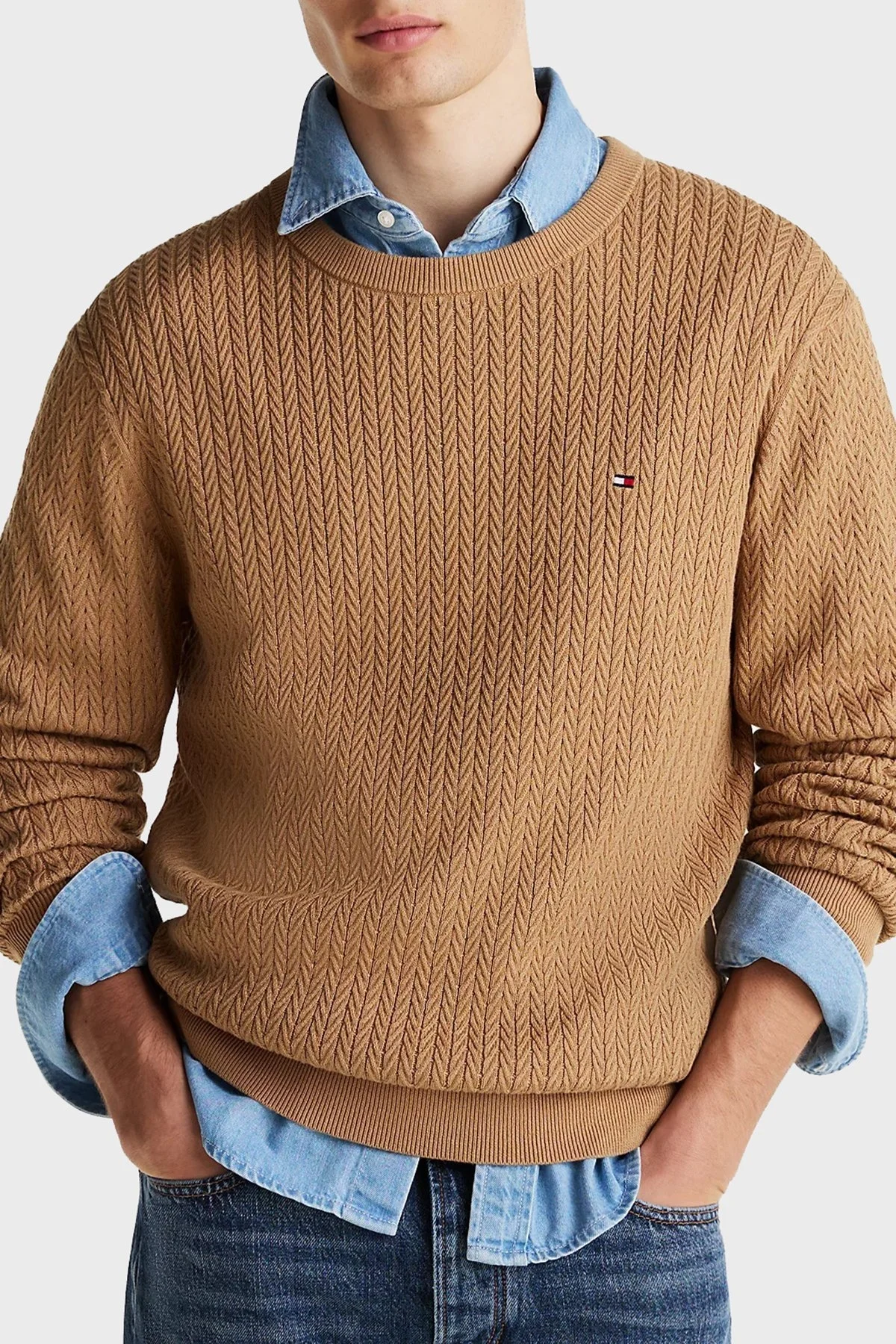 Tommy Hilfiger % 100 Pamuk Regular Fit Bisiklet Yaka Erkek Kazak MW0MW37400 RBC KOYU HAKİ - 6