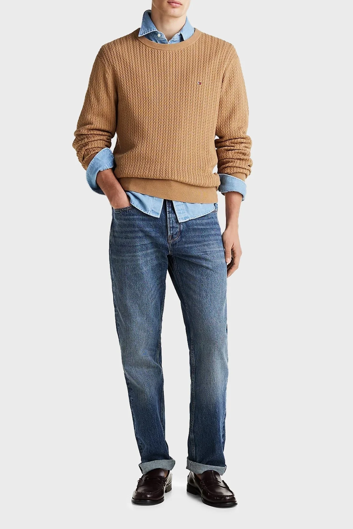 Tommy Hilfiger % 100 Pamuk Regular Fit Bisiklet Yaka Erkek Kazak MW0MW37400 RBC KOYU HAKİ - 7