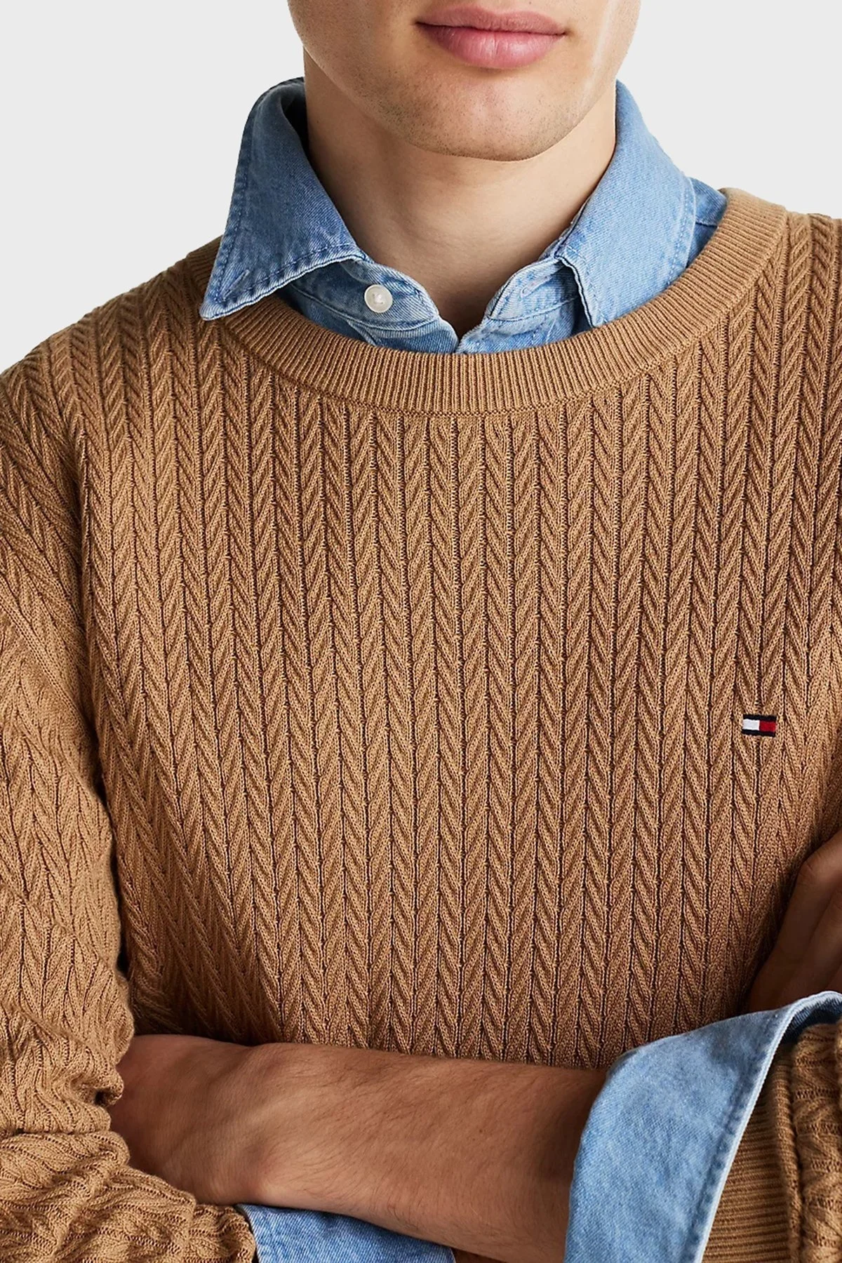 Tommy Hilfiger % 100 Pamuk Regular Fit Bisiklet Yaka Erkek Kazak MW0MW37400 RBC KOYU HAKİ - 9