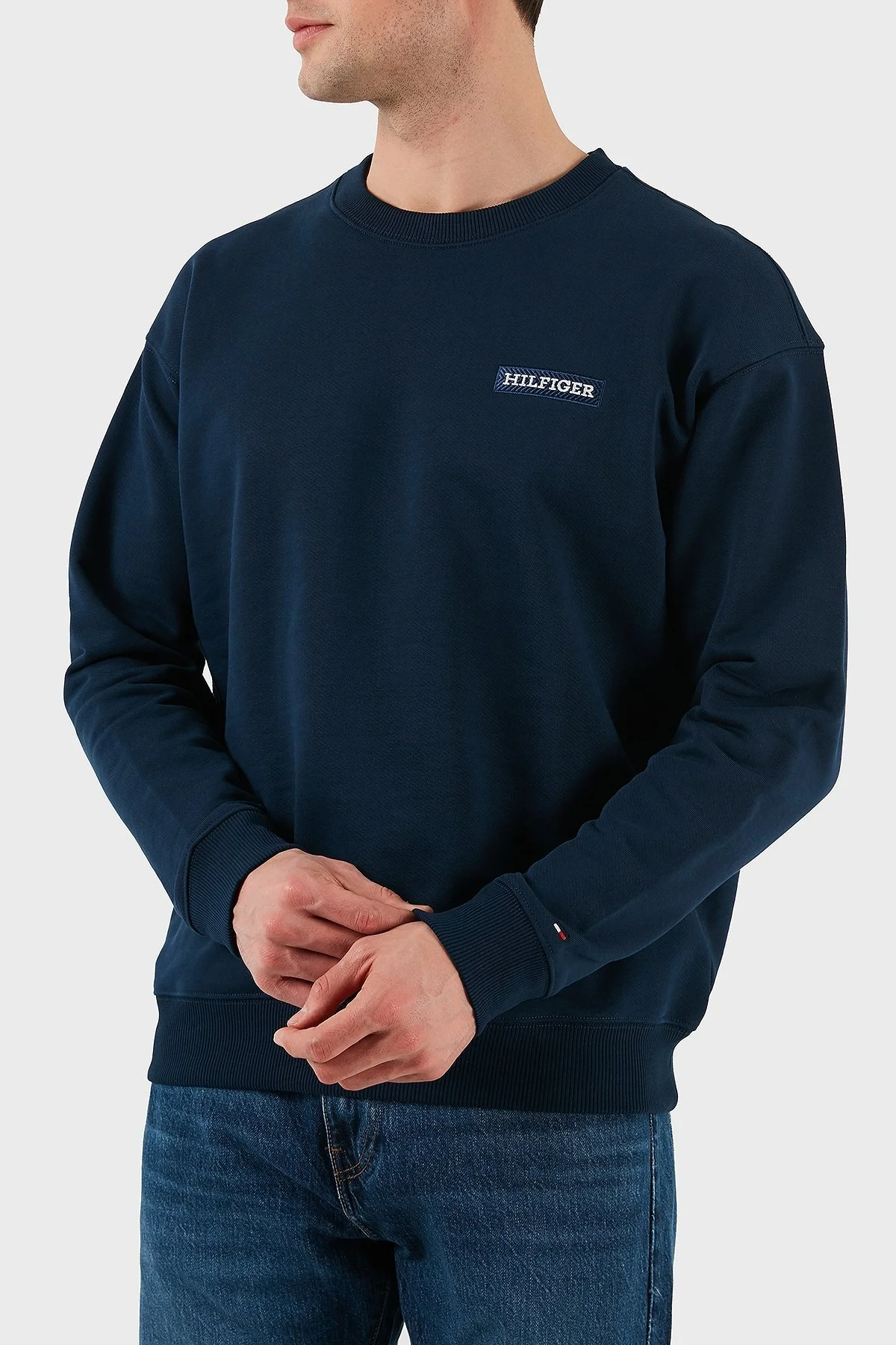 Tommy Hilfiger % 100 Pamuk Regular Fit Bisiklet Yaka Erkek Sweat MW0MW37857 DAF LACİVERT - 7