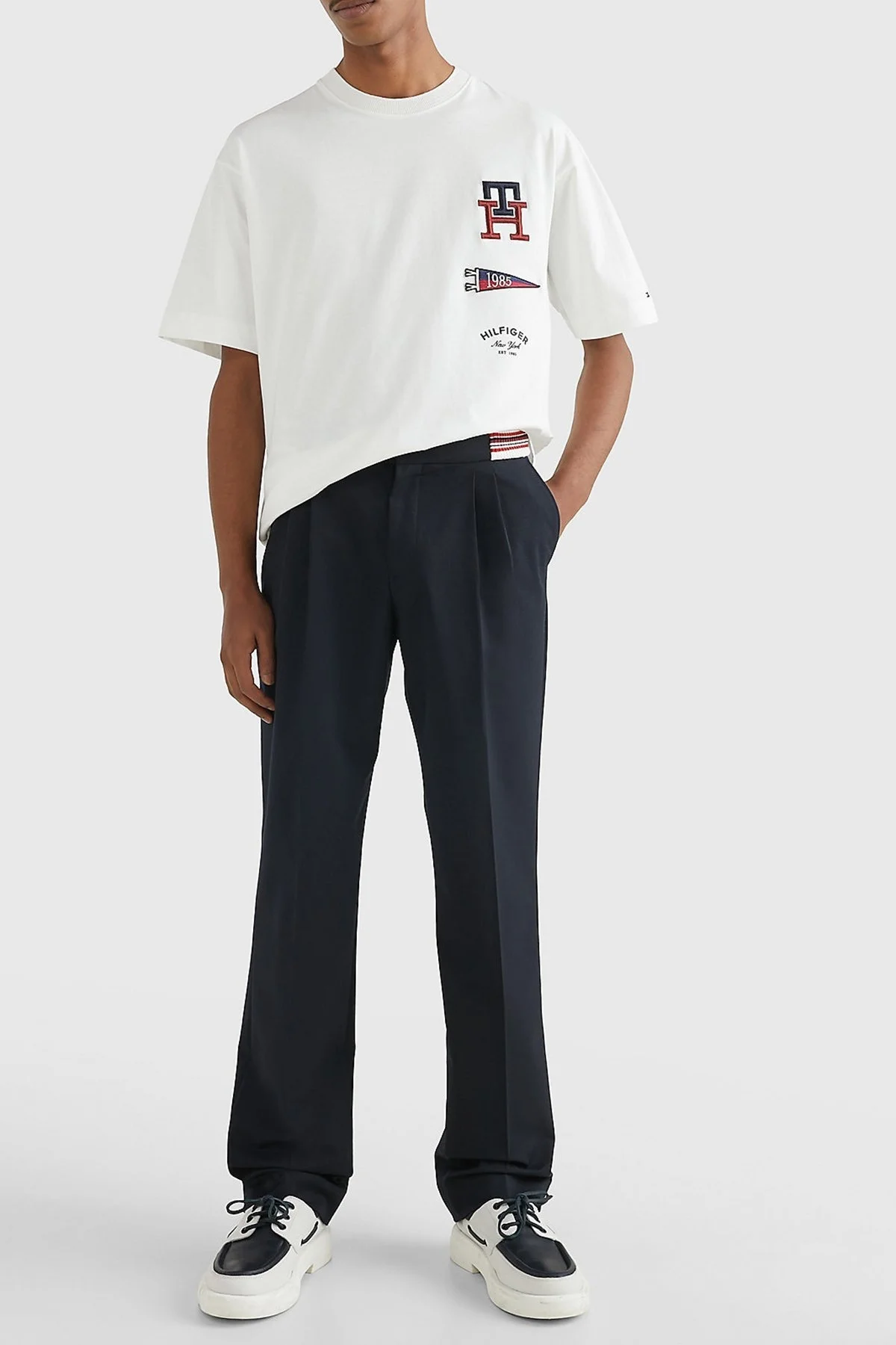 Tommy Hilfiger % 100 Pamuk Regular Fit Bisiklet Yaka Erkek T Shirt MW0MW30042 YBR BEYAZ - 2