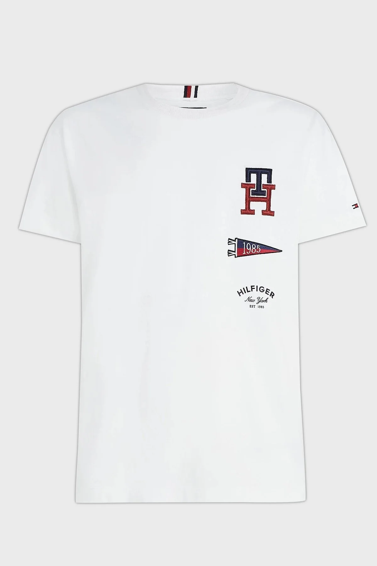 Tommy Hilfiger % 100 Pamuk Regular Fit Bisiklet Yaka Erkek T Shirt MW0MW30042 YBR BEYAZ - 4