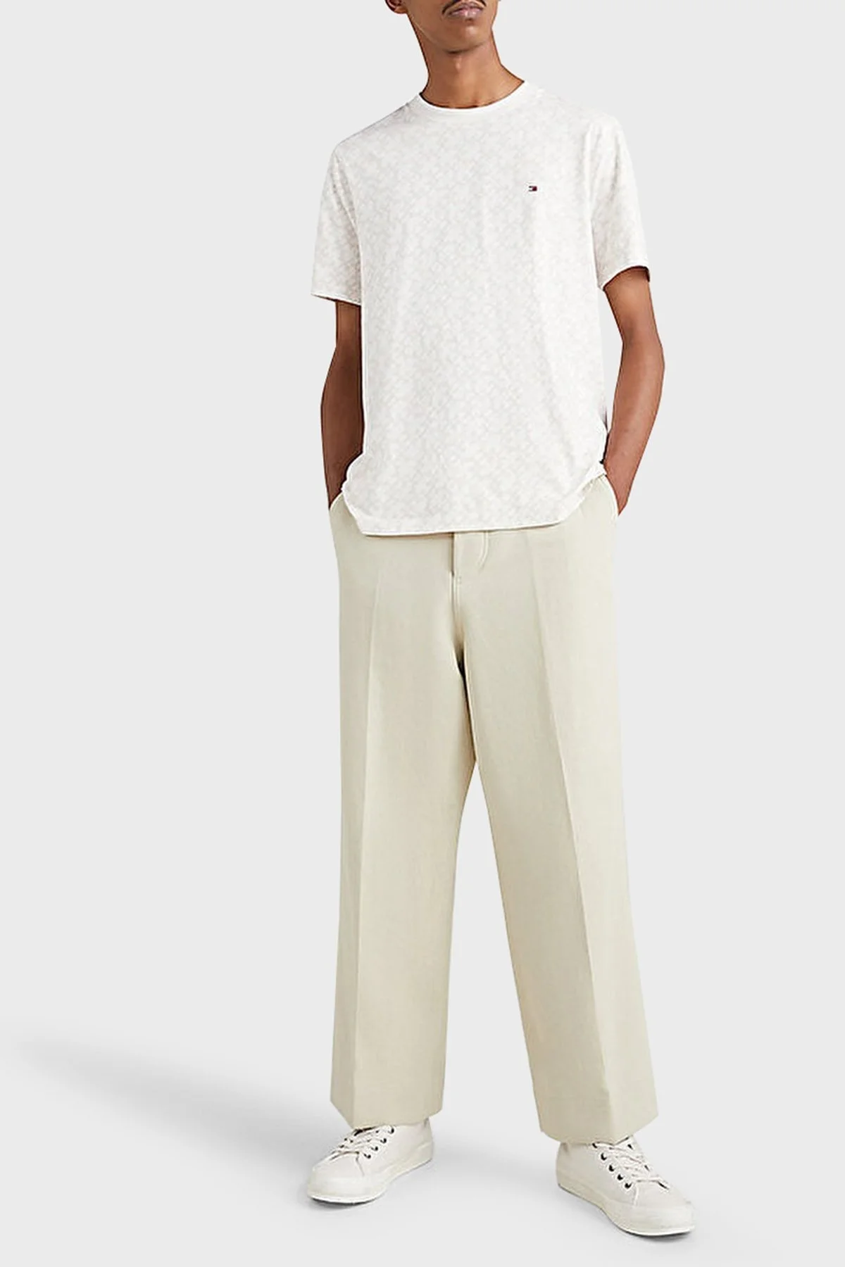 Tommy Hilfiger % 100 Pamuk Regular Fit Bisiklet Yaka Erkek T Shirt MW0MW30056 0F4 BEJ - 2