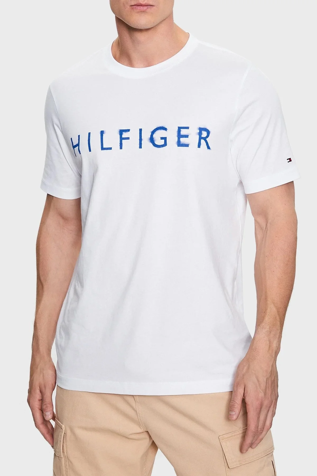 Tommy Hilfiger % 100 Pamuk Regular Fit Bisiklet Yaka Erkek T Shirt MW0MW31518 YBR BEYAZ - 1