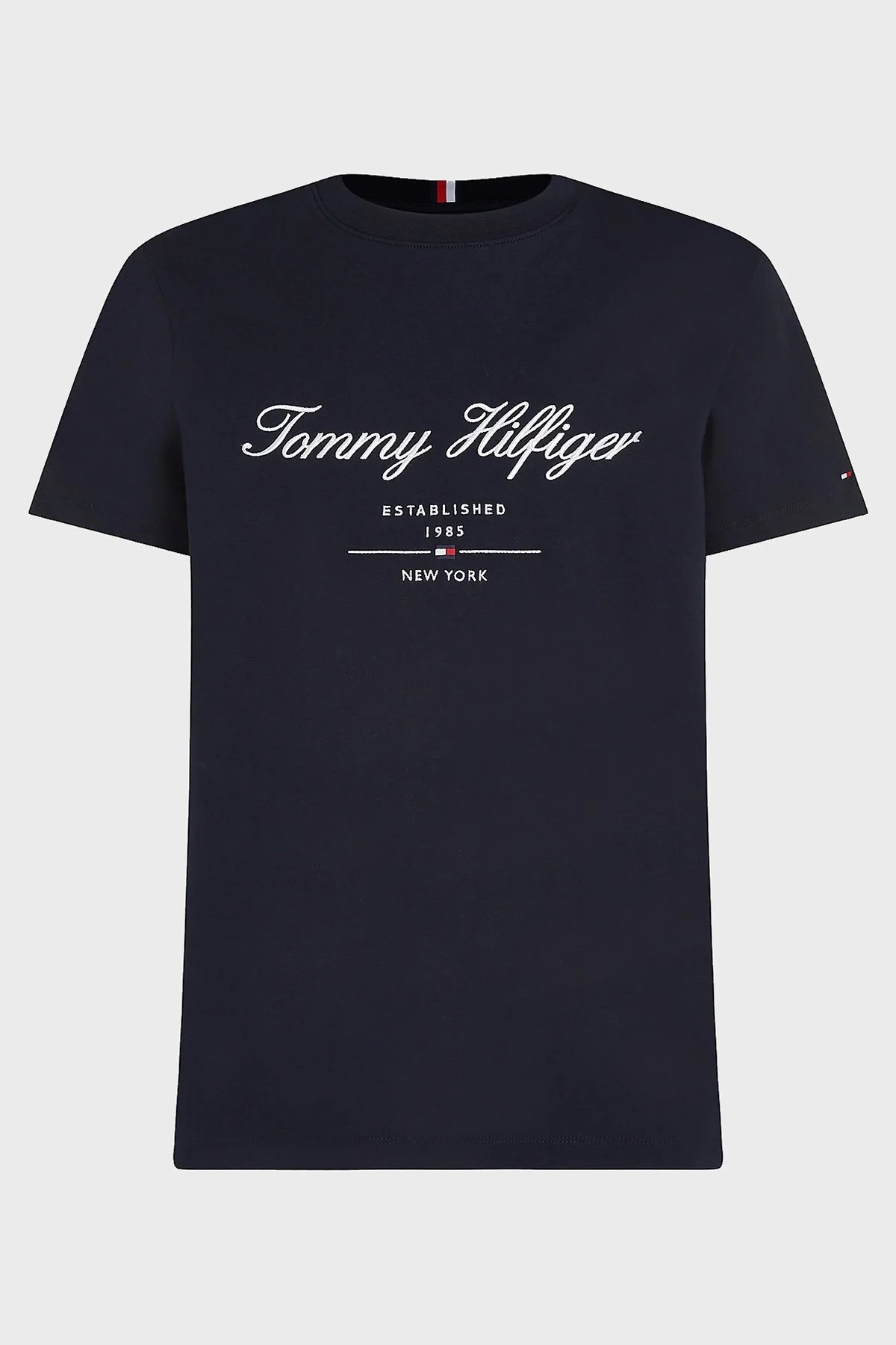 Tommy Hilfiger % 100 Pamuk Regular Fit Bisiklet Yaka Erkek T Shirt MW0MW33691 DW5 LACİVERT - 10