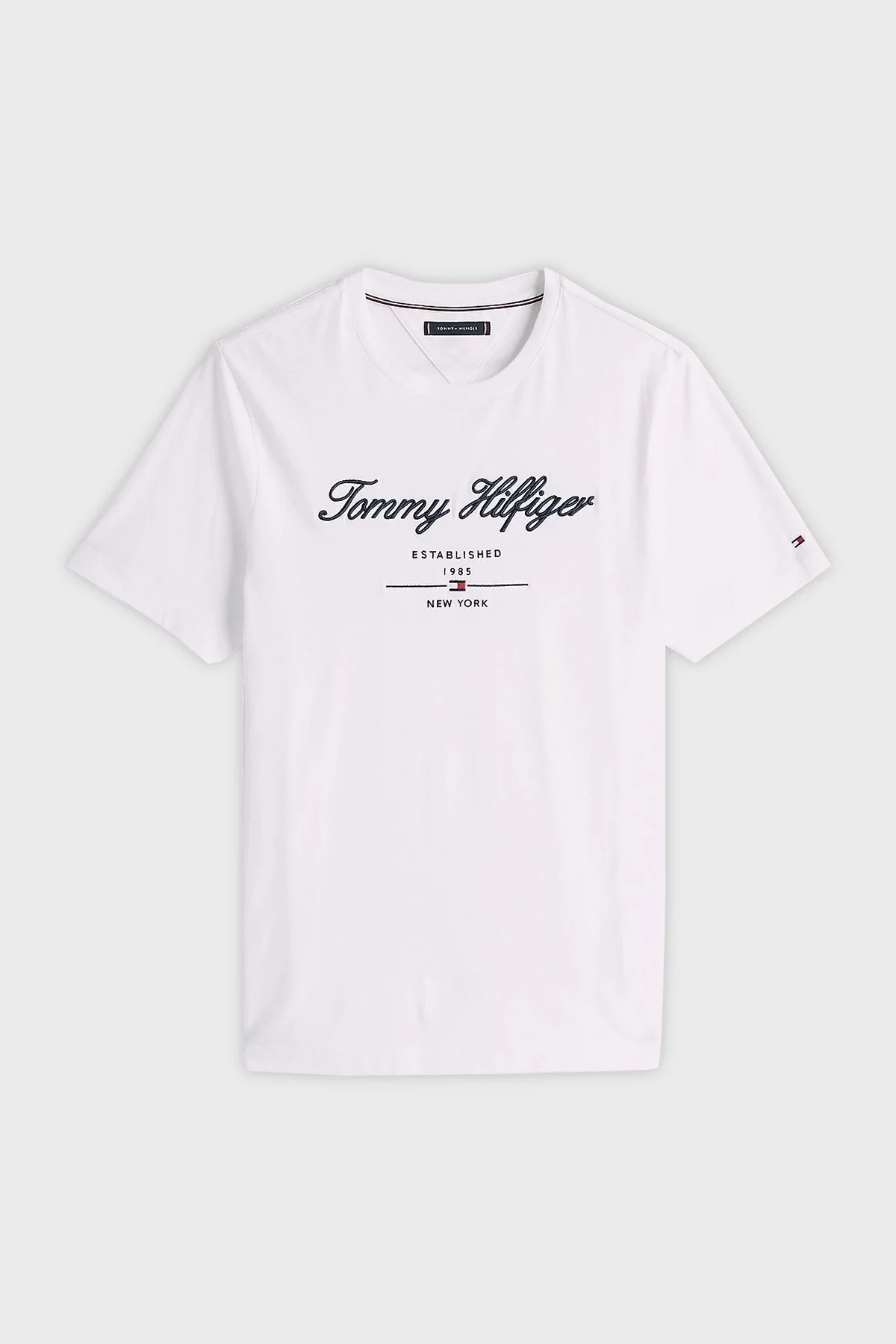 Tommy Hilfiger % 100 Pamuk Regular Fit Bisiklet Yaka Erkek T Shirt MW0MW33691 YBR BEYAZ - 6