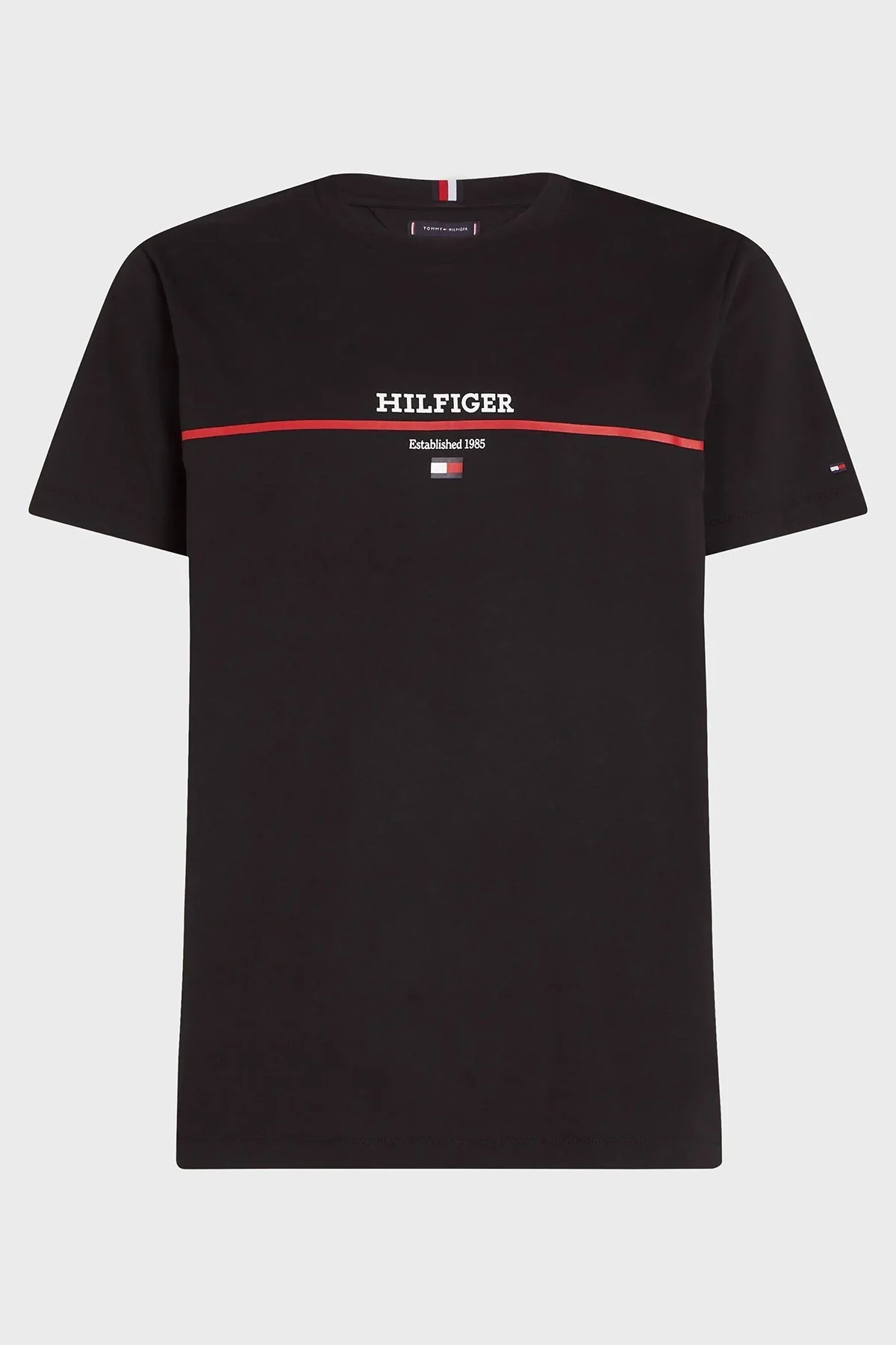 Tommy Hilfiger % 100 Pamuk Regular Fit Bisiklet Yaka Erkek T Shirt MW0MW35464 BDS SİYAH - 5