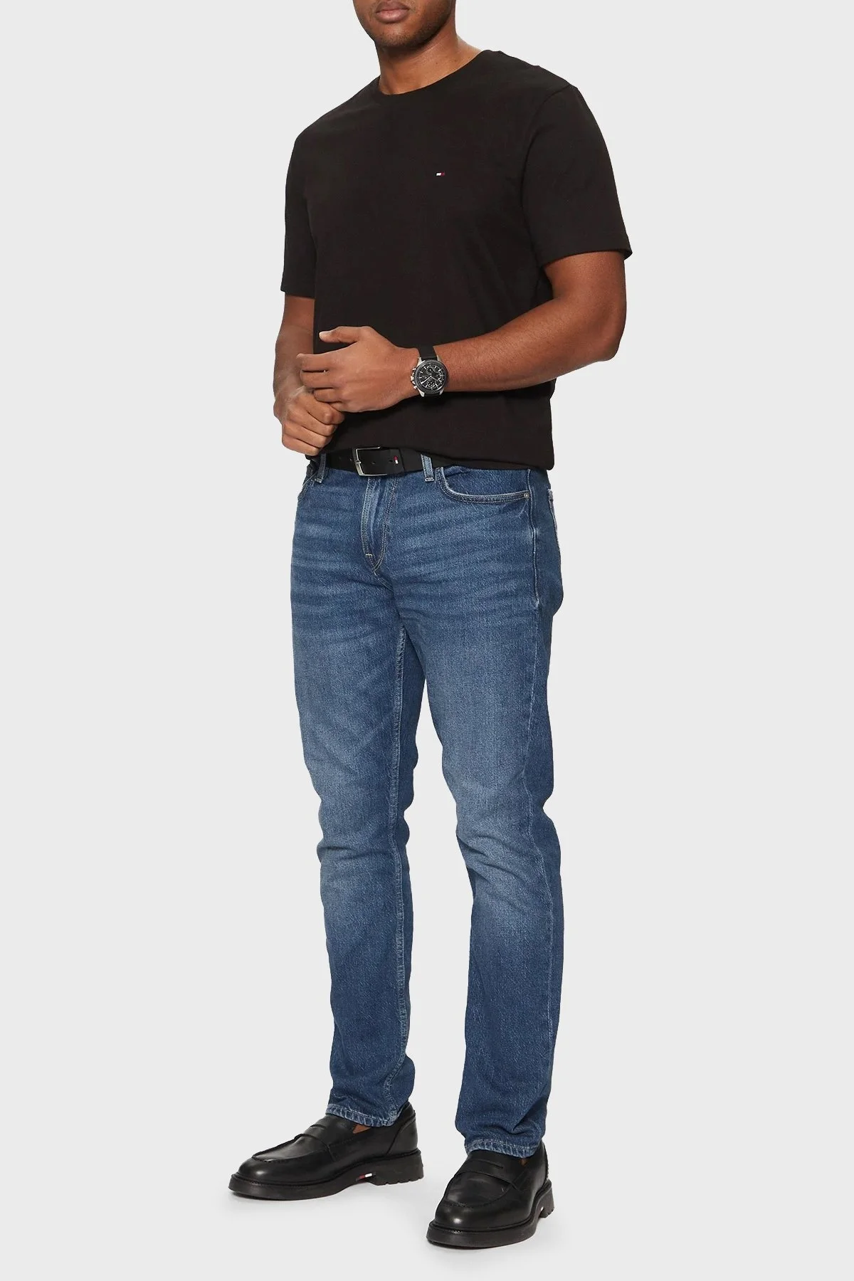 Tommy Hilfiger % 100 Pamuk Regular Fit Bisiklet Yaka Erkek T Shirt MW0MW37267 BDS SİYAH - 7