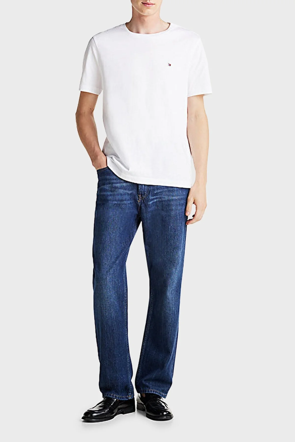 Tommy Hilfiger % 100 Pamuk Regular Fit Bisiklet Yaka Erkek T Shirt MW0MW37267 YBR BEYAZ - 7