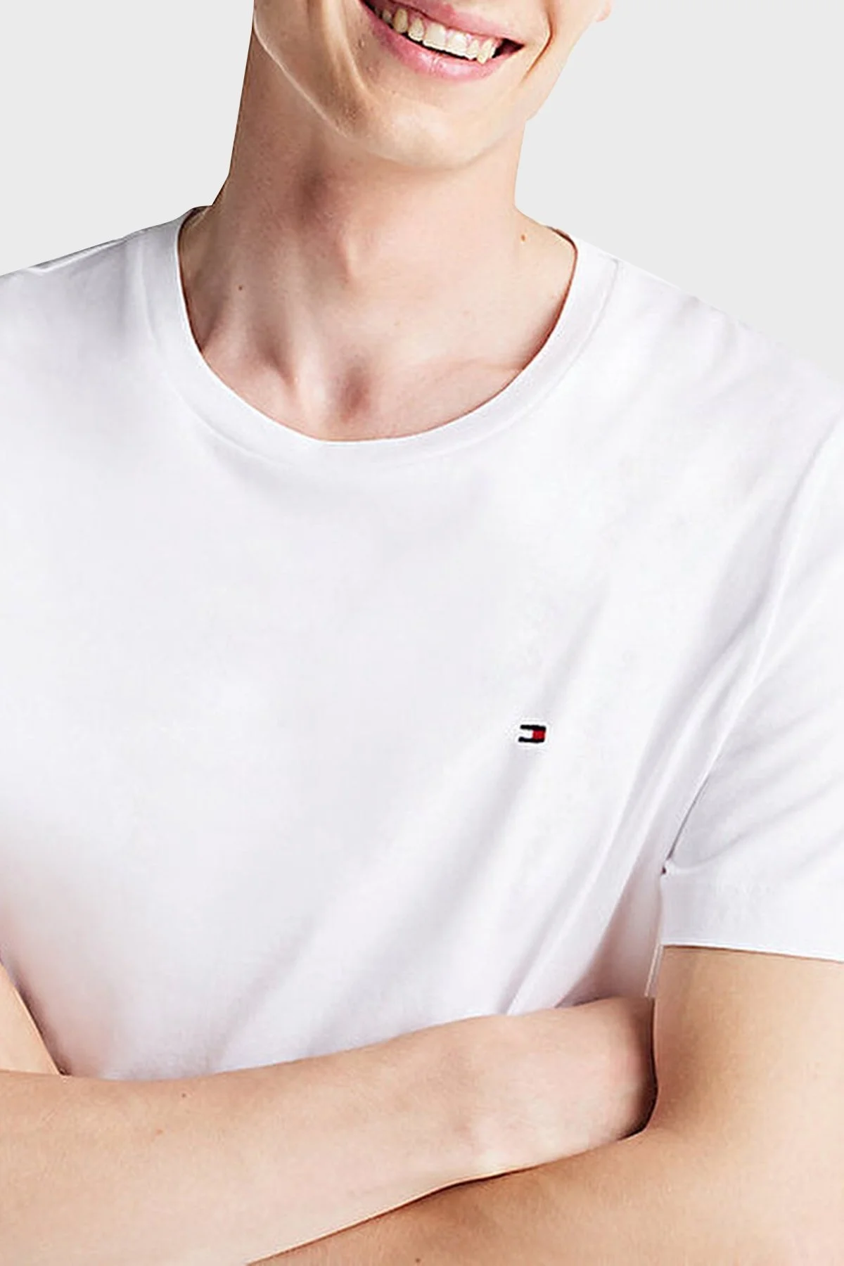 Tommy Hilfiger % 100 Pamuk Regular Fit Bisiklet Yaka Erkek T Shirt MW0MW37267 YBR BEYAZ - 9