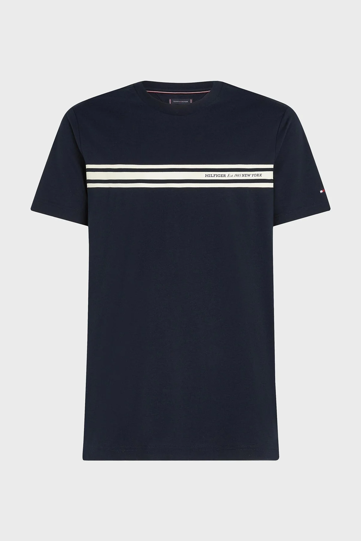 Tommy Hilfiger % 100 Pamuk Regular Fit Bisiklet Yaka Erkek T Shirt MW0MW37443 DW5 LACİVERT - 5