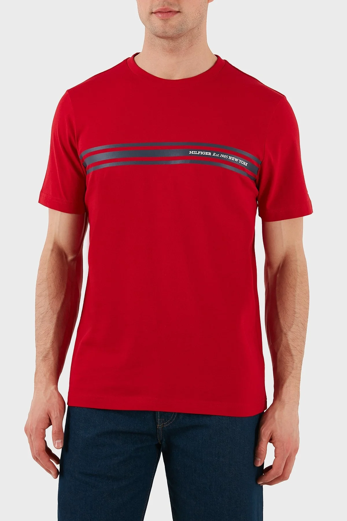 Tommy Hilfiger % 100 Pamuk Regular Fit Bisiklet Yaka Erkek T Shirt MW0MW37443 XLD KIRMIZI - 5