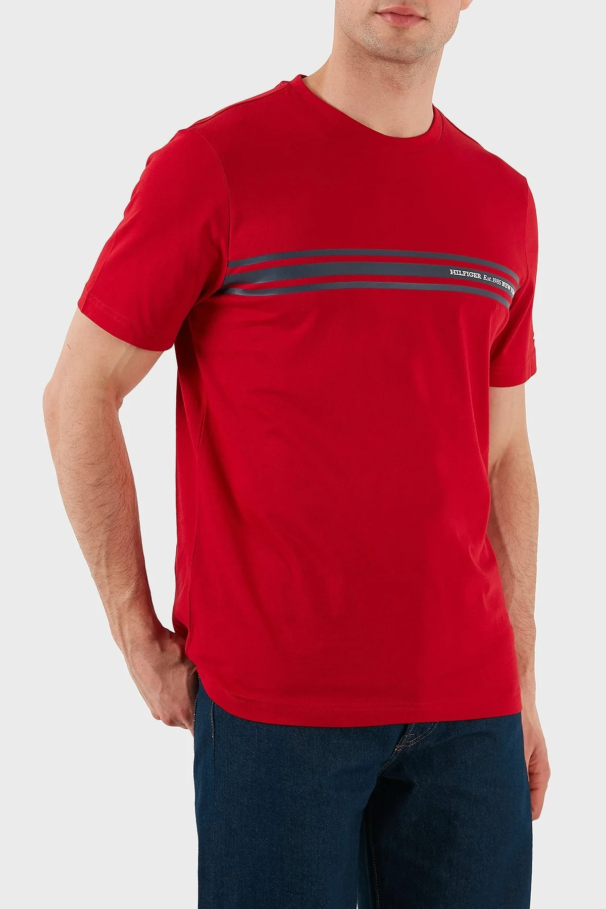 Tommy Hilfiger % 100 Pamuk Regular Fit Bisiklet Yaka Erkek T Shirt MW0MW37443 XLD KIRMIZI - 6
