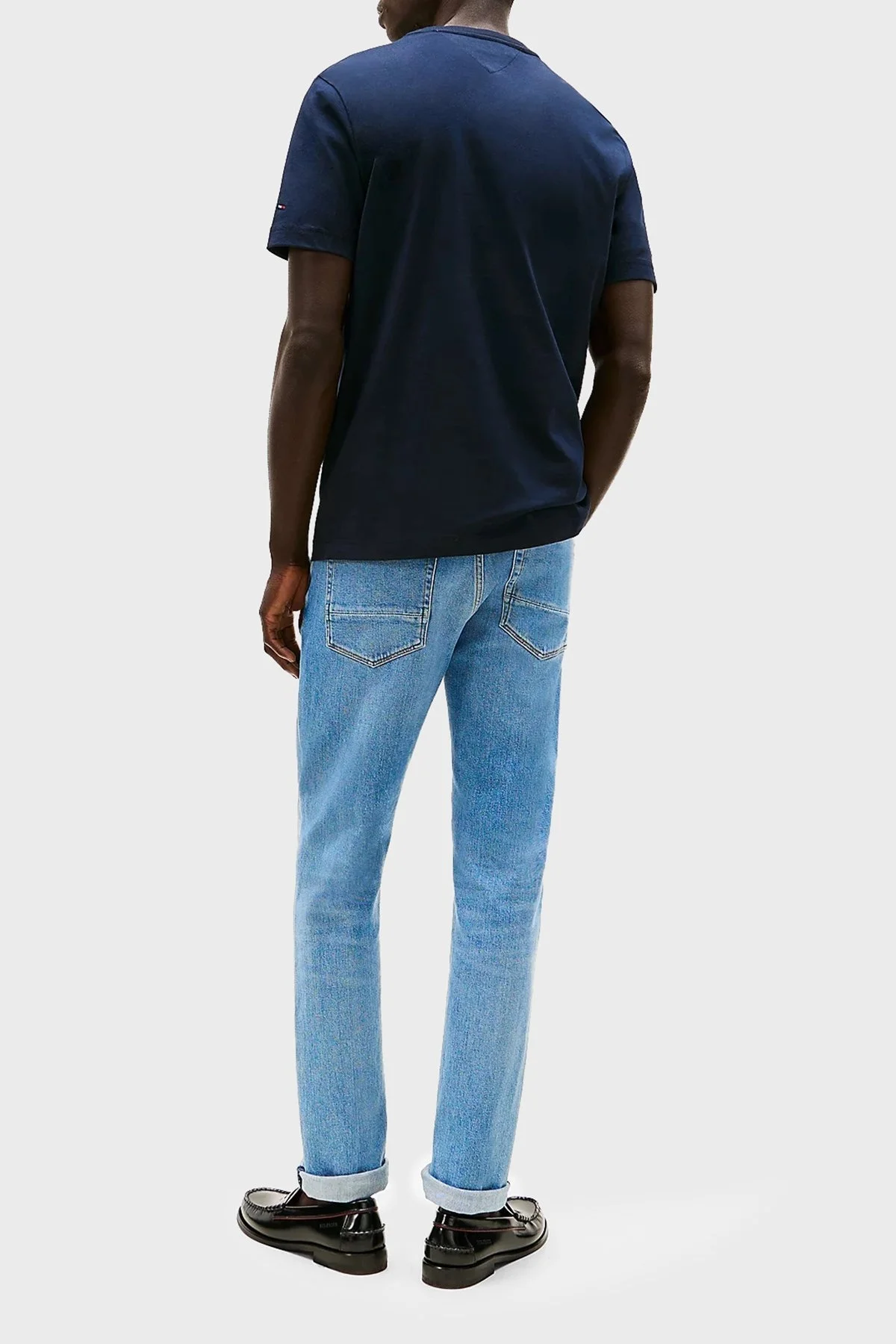 Tommy Hilfiger % 100 Pamuk Regular Fit Bisiklet Yaka Erkek T Shirt MW0MW37452 DW5 LACİVERT - 8