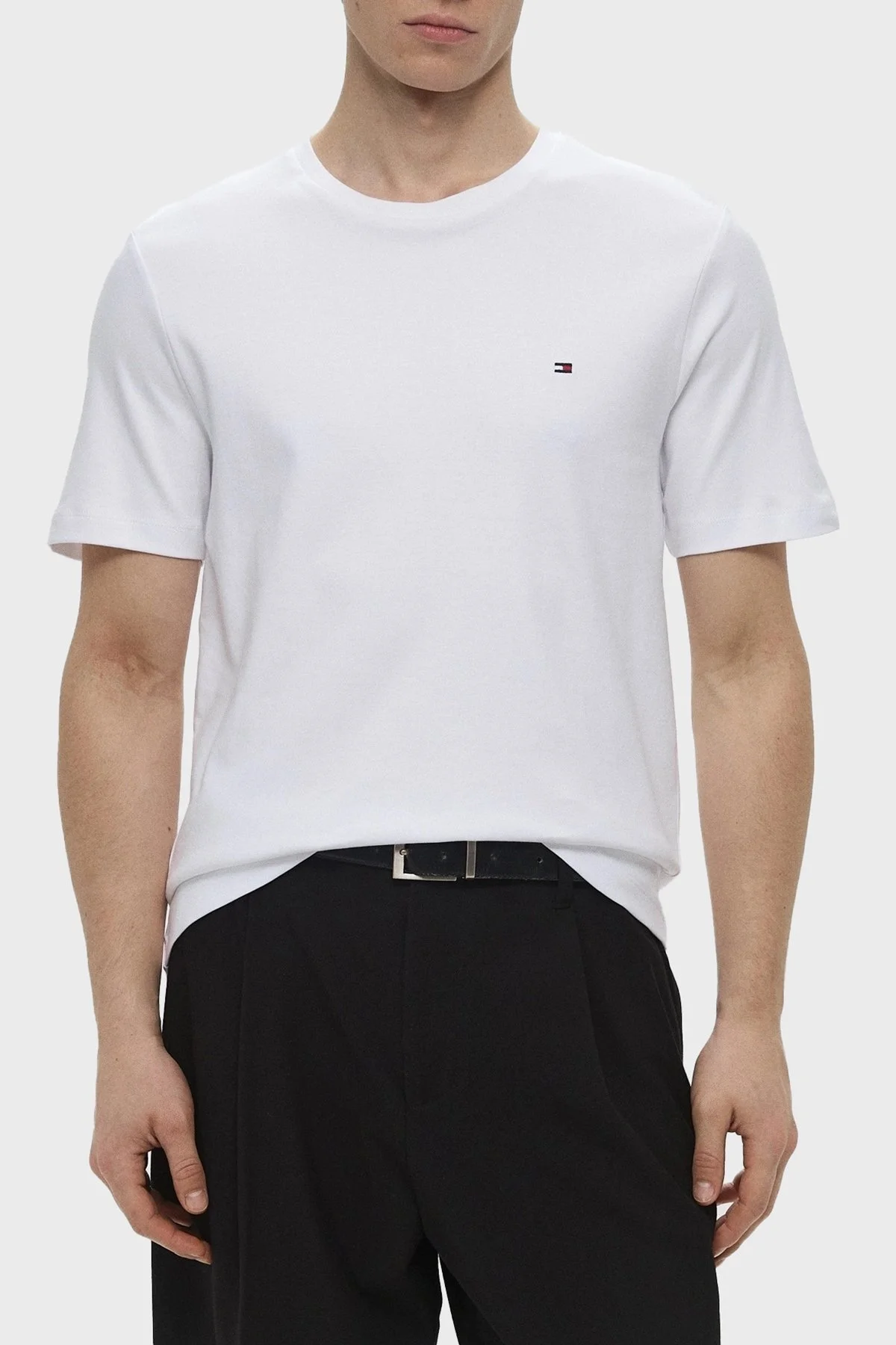 Tommy Hilfiger % 100 Pamuk Regular Fit Bisiklet Yaka Erkek T Shirt MW0MW37508 YBR BEYAZ - 5