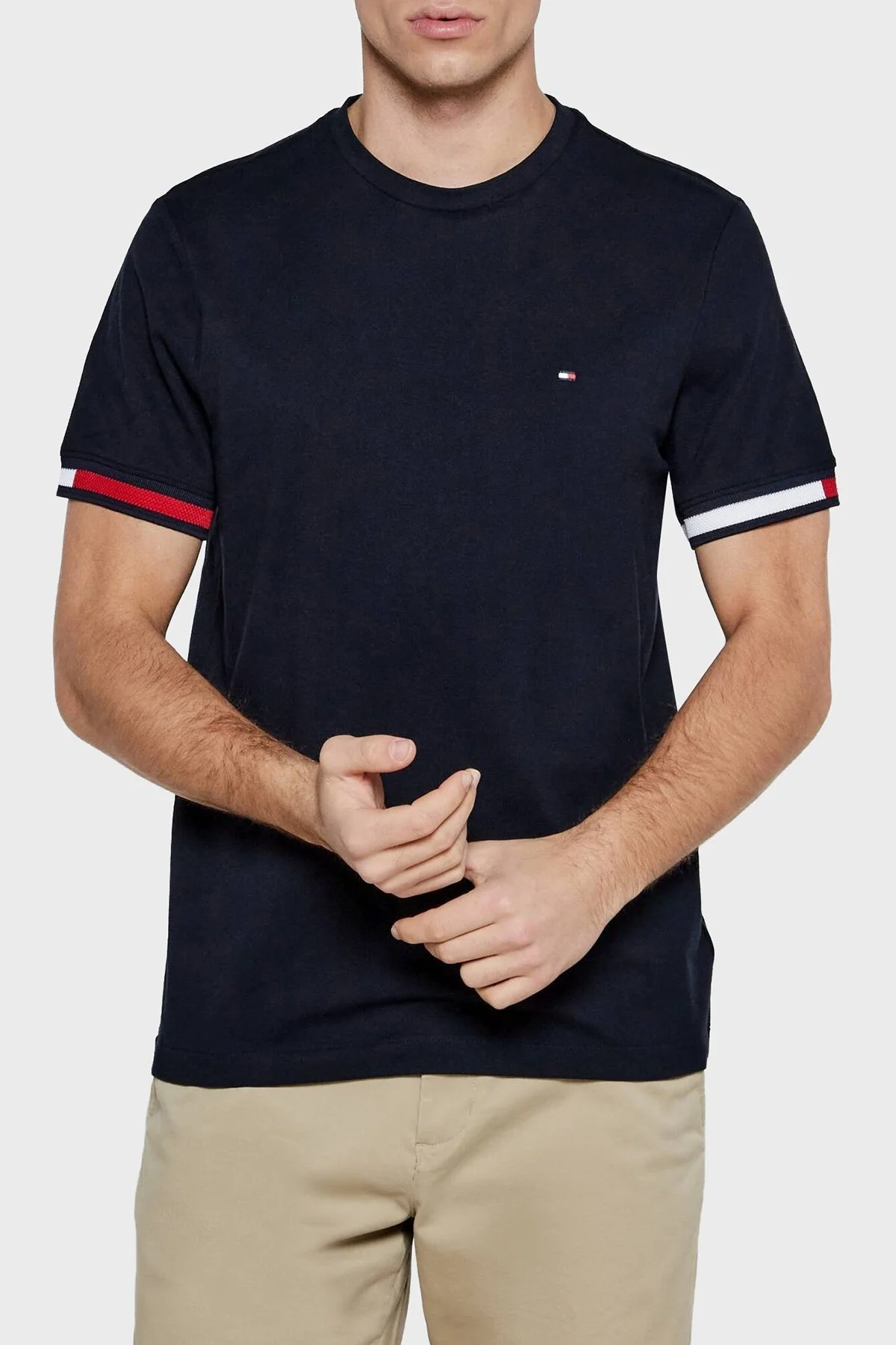 Tommy Hilfiger % 100 Pamuk Regular Fit Bisiklet Yaka Erkek T Shirt MW0MW38078 DW5 LACİVERT - 5