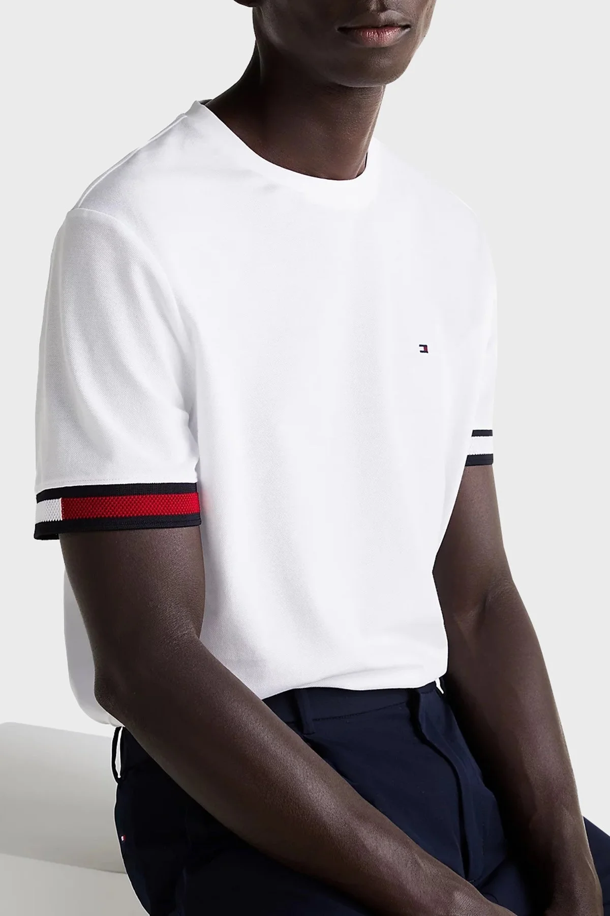 Tommy Hilfiger % 100 Pamuk Regular Fit Bisiklet Yaka Erkek T Shirt MW0MW38078 YBR BEYAZ - 4