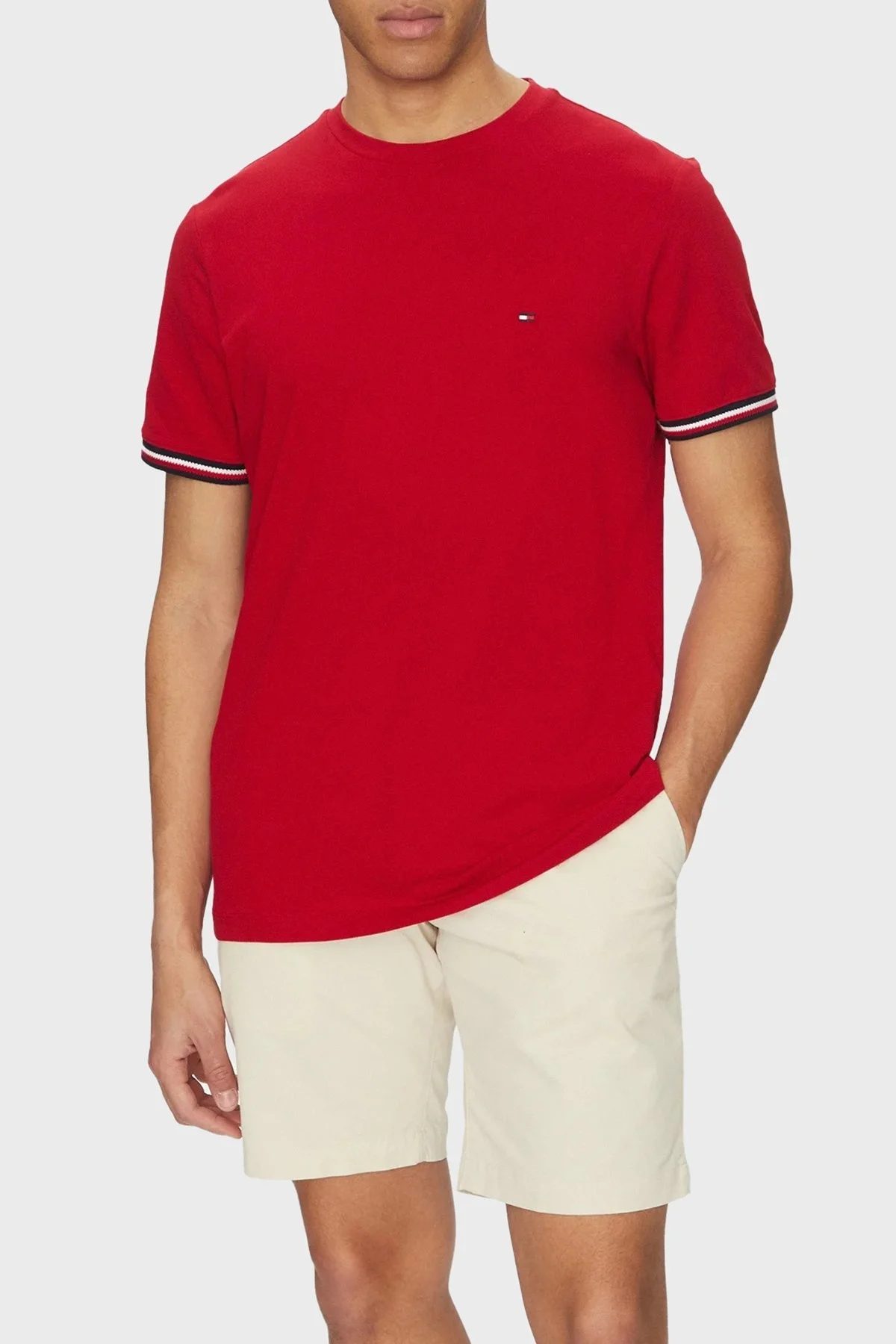 Tommy Hilfiger % 100 Pamuk Regular Fit Bisiklet Yaka Erkek T Shirt MW0MW38630 XLD KIRMIZI - 6