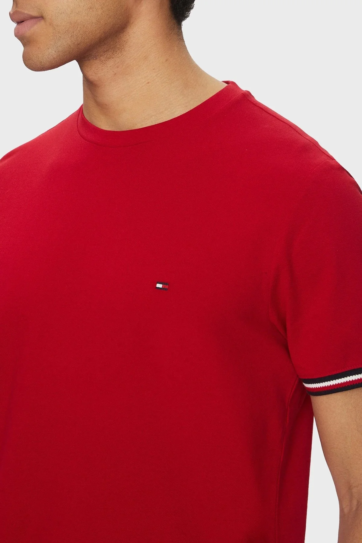 Tommy Hilfiger % 100 Pamuk Regular Fit Bisiklet Yaka Erkek T Shirt MW0MW38630 XLD KIRMIZI - 9