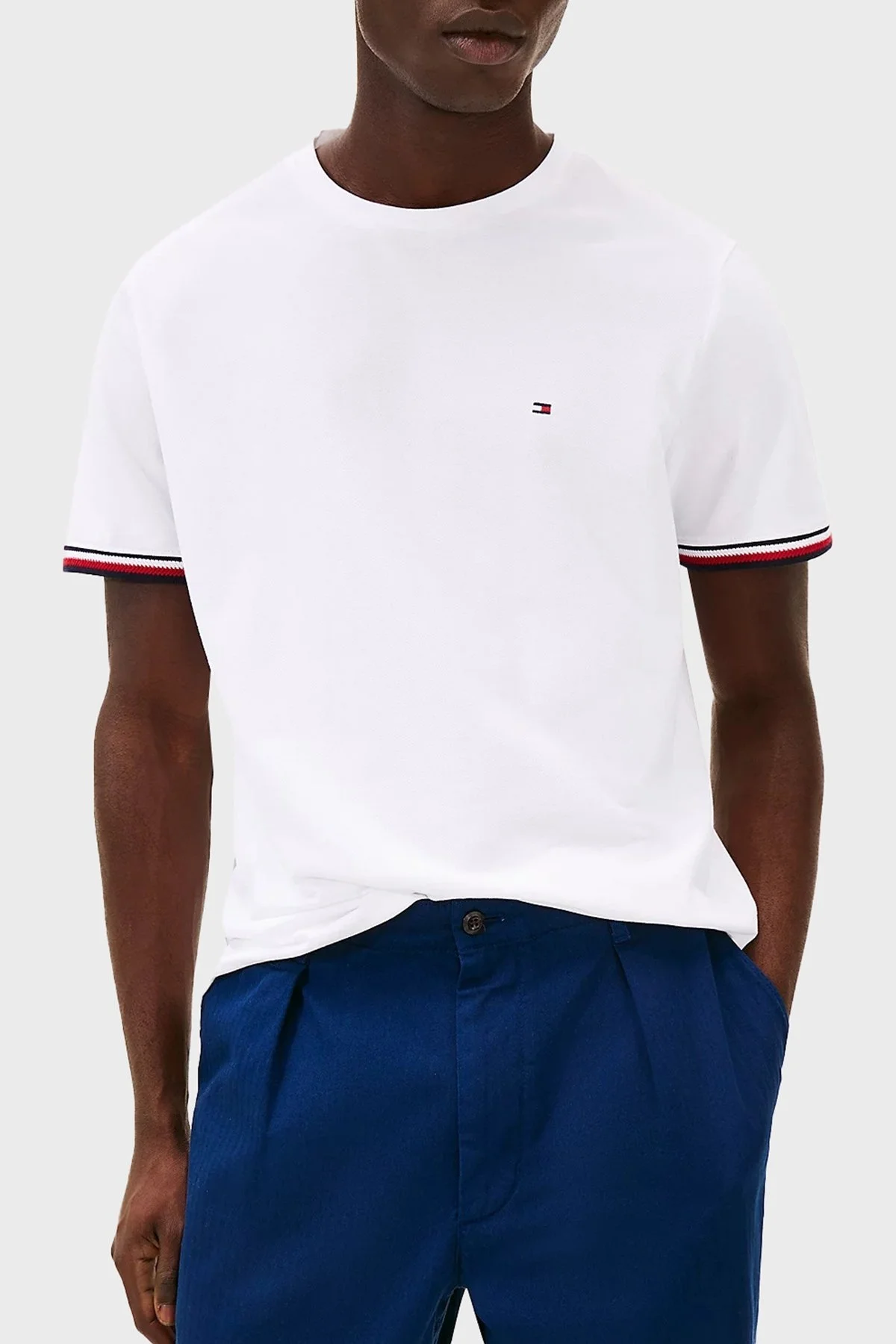 Tommy Hilfiger % 100 Pamuk Regular Fit Bisiklet Yaka Erkek T Shirt MW0MW38630 YBR BEYAZ - 6