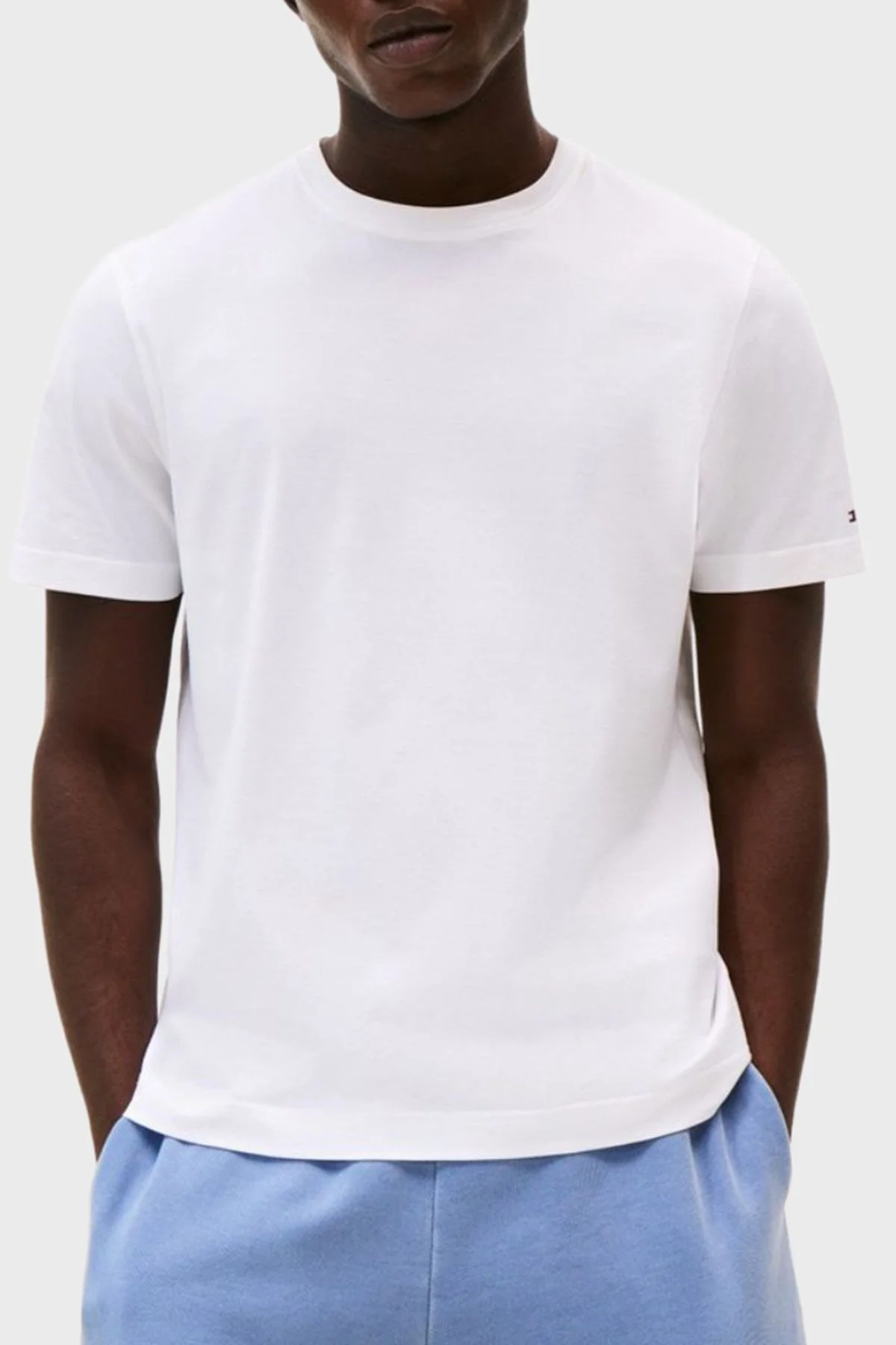 Tommy Hilfiger % 100 Pamuk Regular Fit Bisiklet Yaka Erkek T Shirt MW0MW39779 YBR BEYAZ - 1