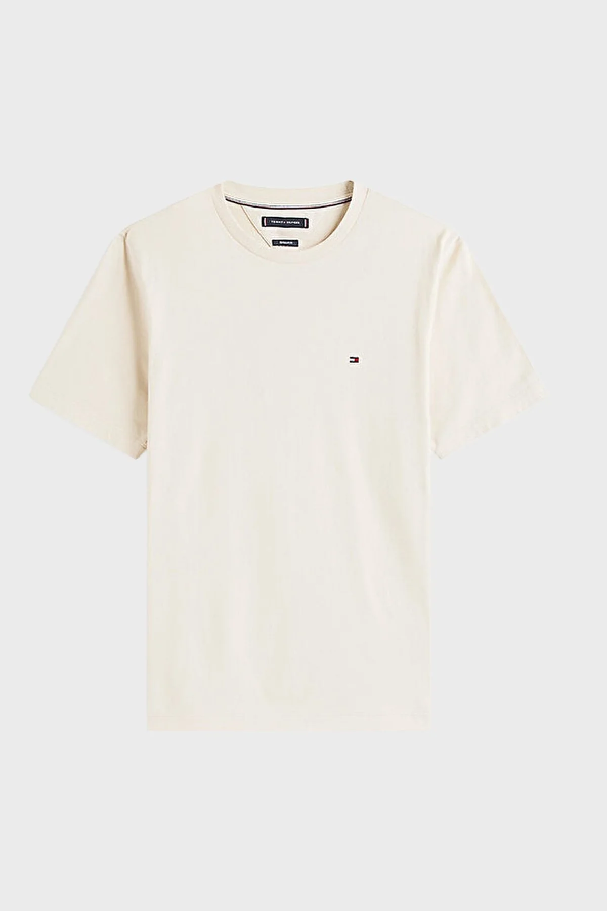 Tommy Hilfiger % 100 Pamuk Regular Fit Bisiklet Yaka Erkek T Shirt MW0MW39995 ACG BEJ - 5