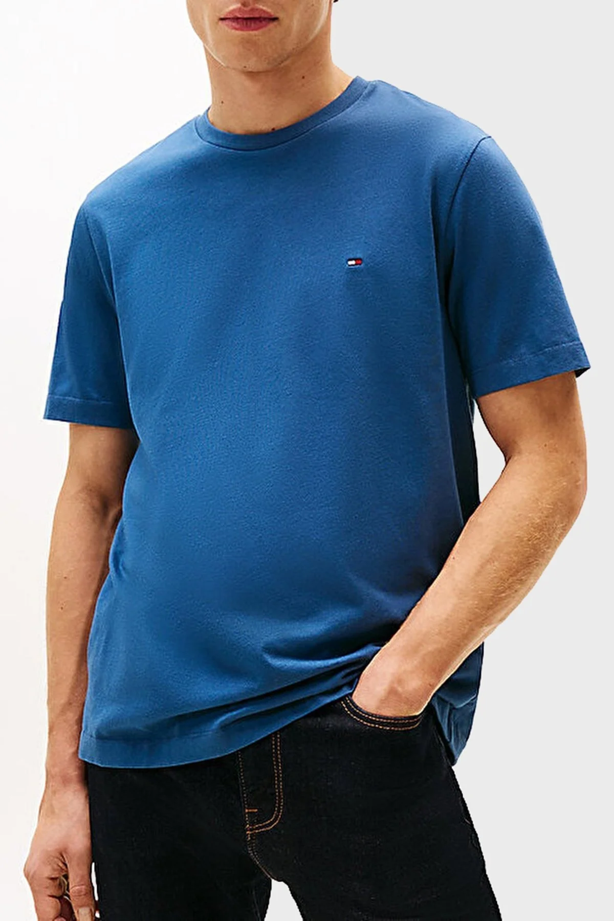 Tommy Hilfiger % 100 Pamuk Regular Fit Bisiklet Yaka Erkek T Shirt MW0MW39995 DBZ MAVİ - 1