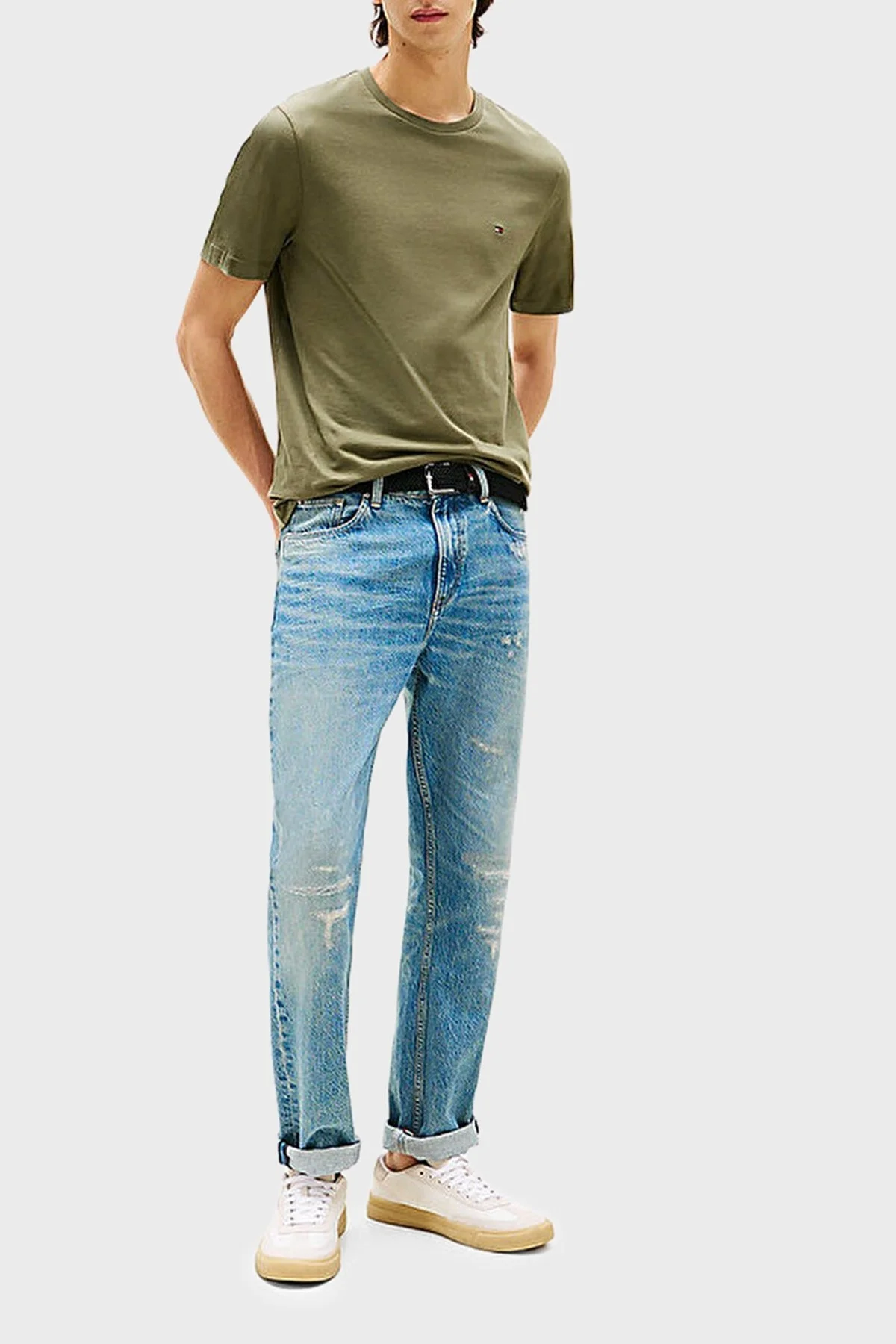 Tommy Hilfiger % 100 Pamuk Regular Fit Bisiklet Yaka Erkek T Shirt MW0MW39995 PLI YEŞİL - 2