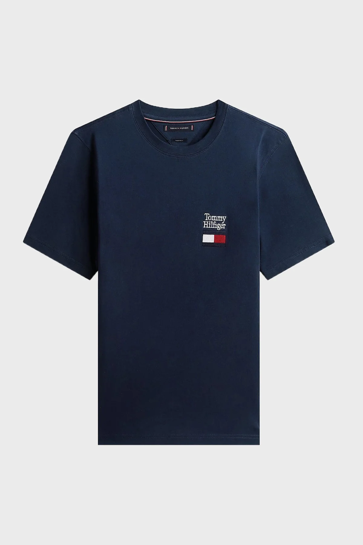 Tommy Hilfiger % 100 Pamuk Regular Fit Bisiklet Yaka Erkek T Shirt MW0MW42367 DW5 LACİVERT - 5