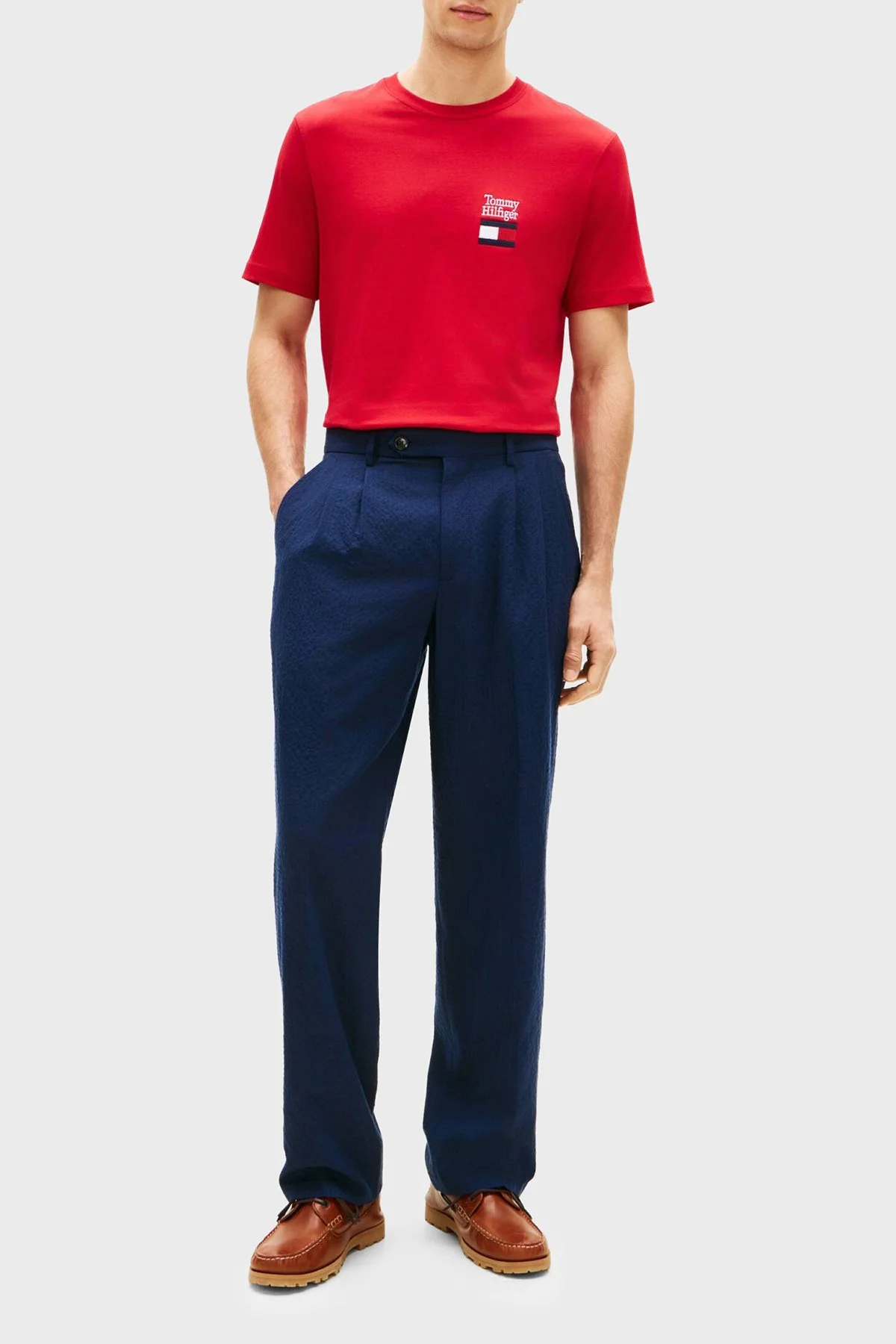 Tommy Hilfiger % 100 Pamuk Regular Fit Bisiklet Yaka Erkek T Shirt MW0MW42367 XLD KIRMIZI - 2