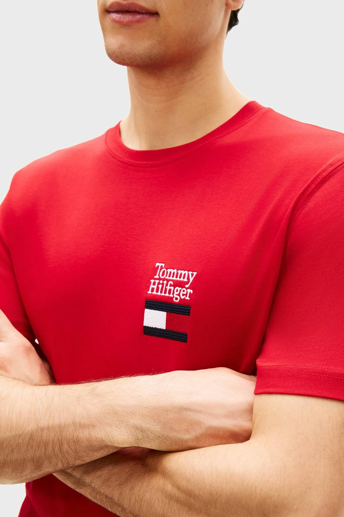 Tommy Hilfiger % 100 Pamuk Regular Fit Bisiklet Yaka Erkek T Shirt MW0MW42367 XLD KIRMIZI - 4